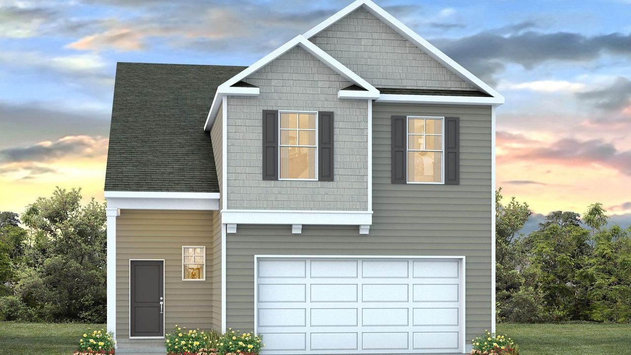 Representative exterior photo of a completed home built from the WREN by D.R. Horton in Livingston Woods, Irmo, SC (Image 2). Representative exterior photo of a completed home built from the WREN by D.R. Horton in Livingston Woods, Irmo, SC (Image 2).