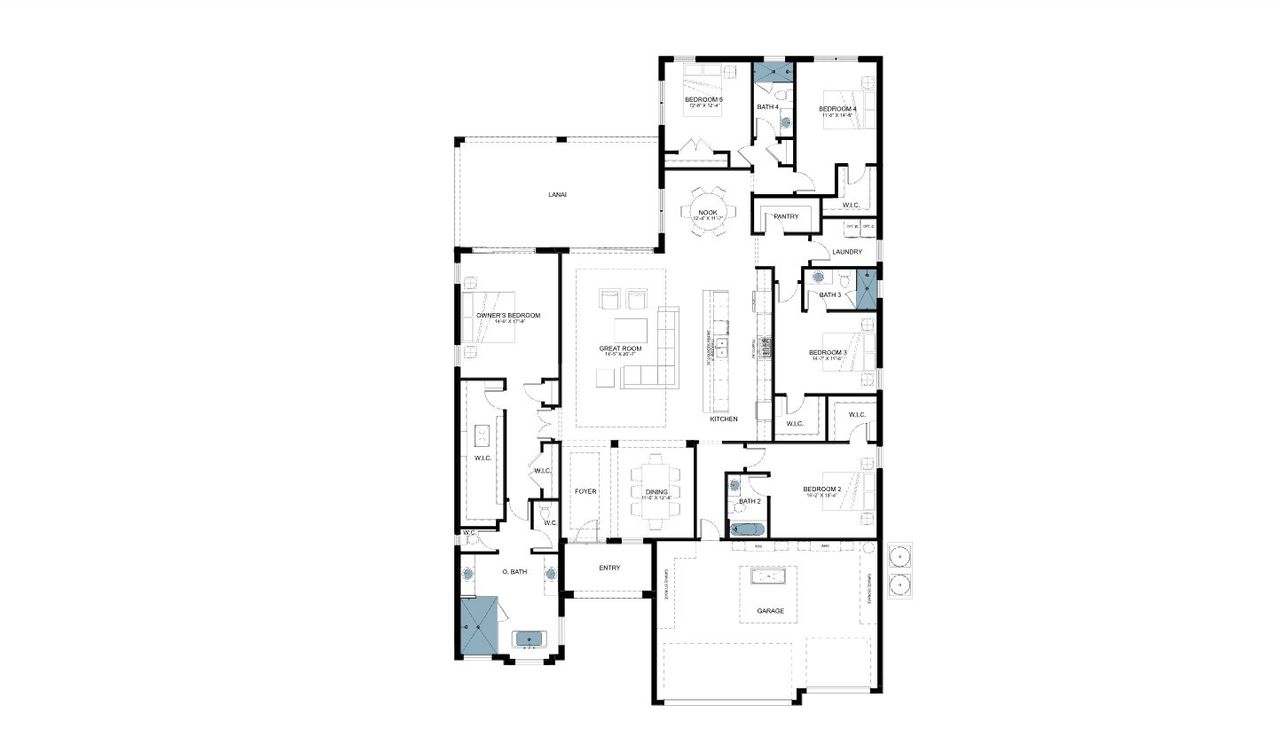 2D floor plan layout for the Isla Grande by Medallion Home in River Preserve Estates, Parrish, FL (Image 2). 2D floor plan layout for the Isla Grande by Medallion Home in River Preserve Estates, Parrish, FL (Image 2).