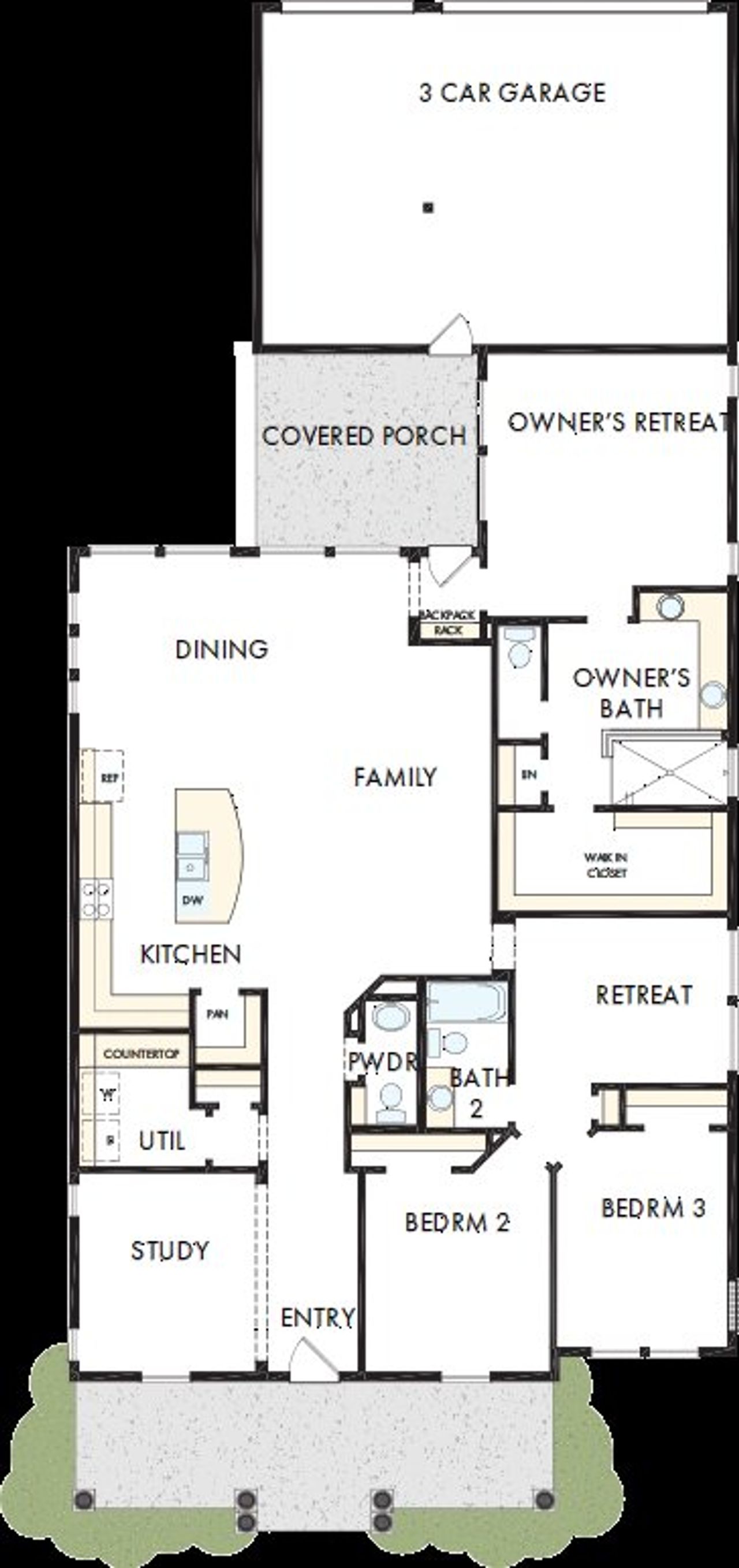 2D floor plan layout of this home in Bridgeland Central: Emerald Heights - Enclave Row Collection, Cypress, TX (Image 2).