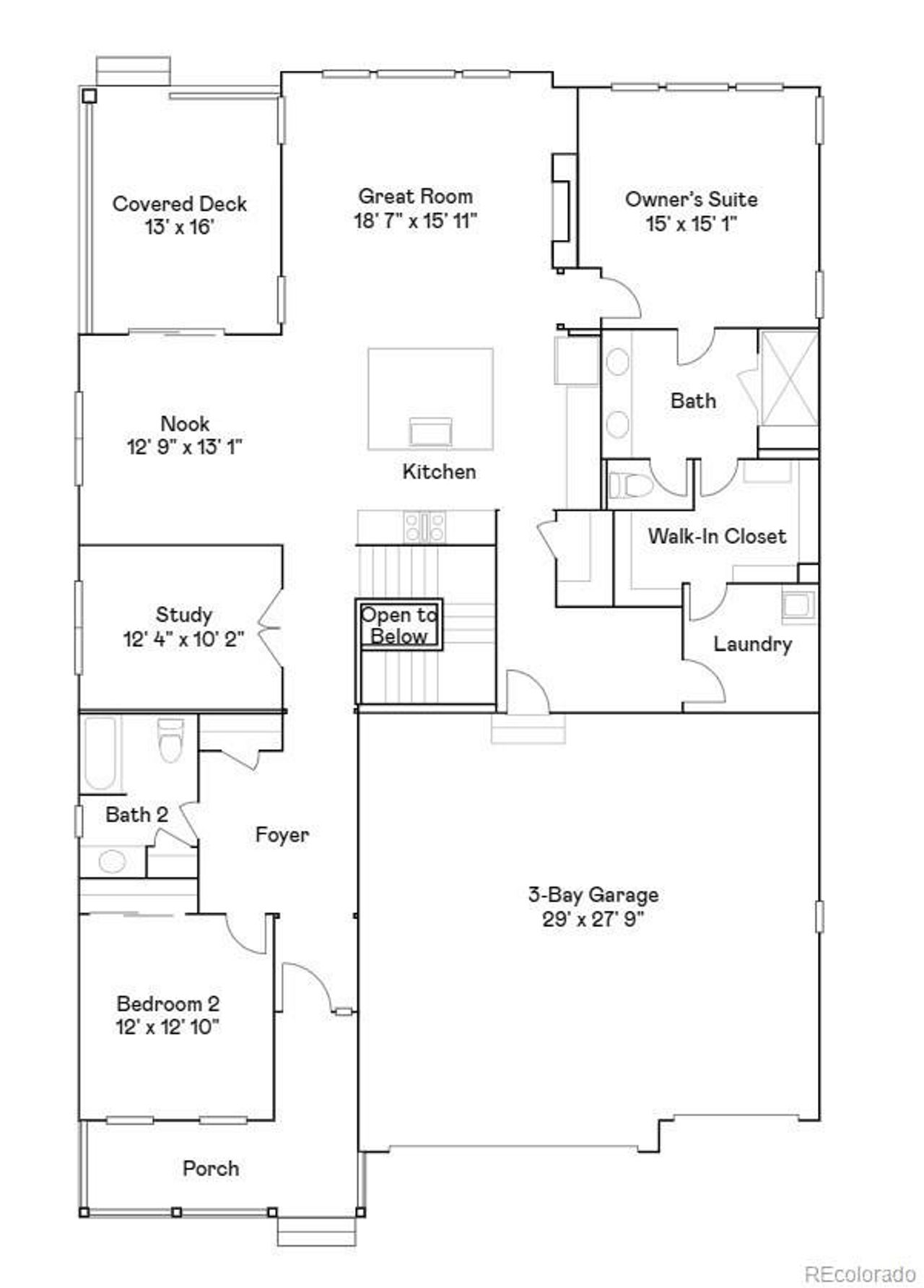 2D floor plan layout of this home in Sunset Village, Erie, CO (Image 2).