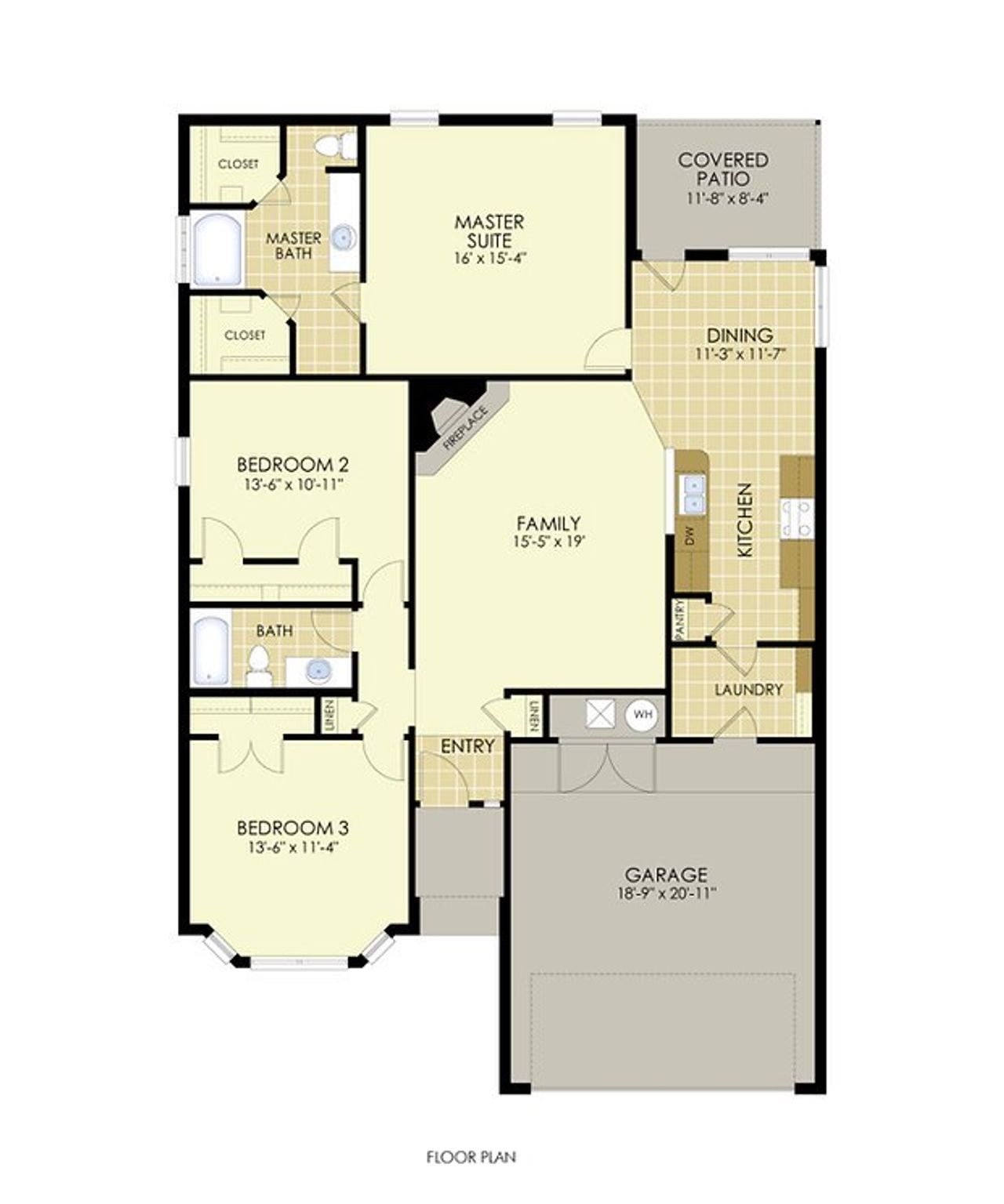 2D floor plan layout for the The Shetland by Wyldewood Homes in Washington Meadows, Sherman, TX (Image 2).