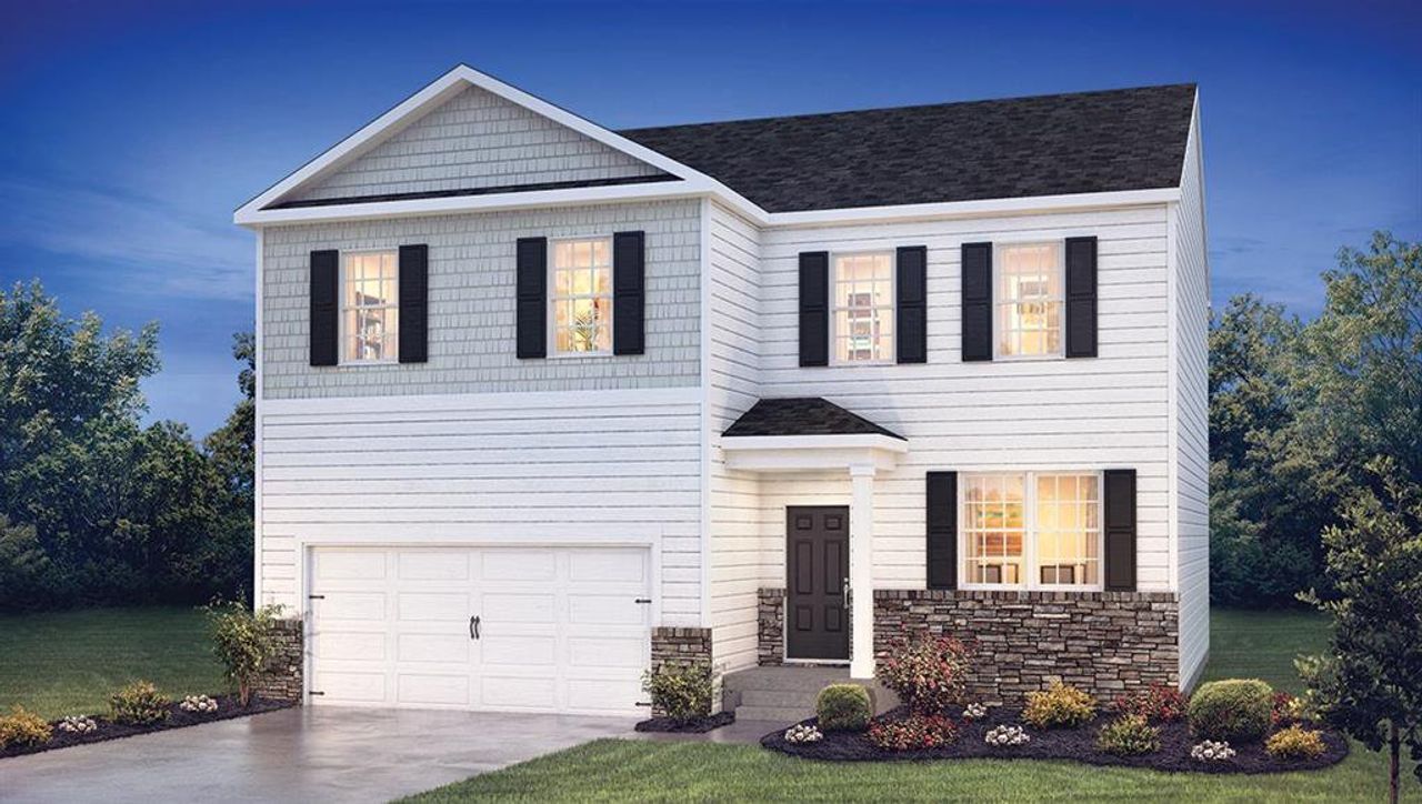Front exterior of a new home in Twin Lakes, Hoschton, GA, highlighting curb appeal (Image 2).