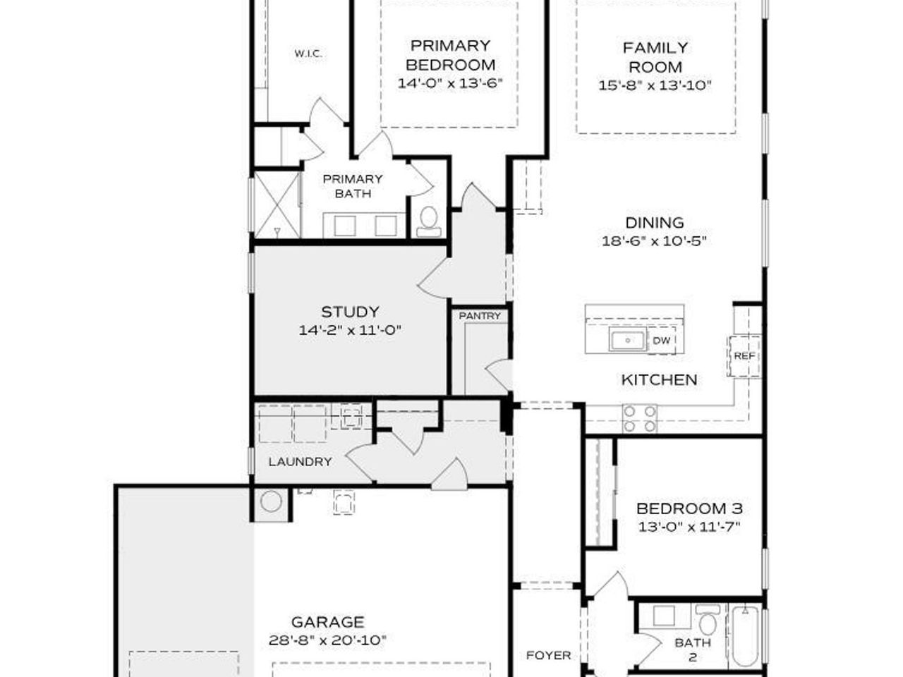 2D floor plan layout of this home in South Ranch Western Collection, Prescott, AZ (Image 2).