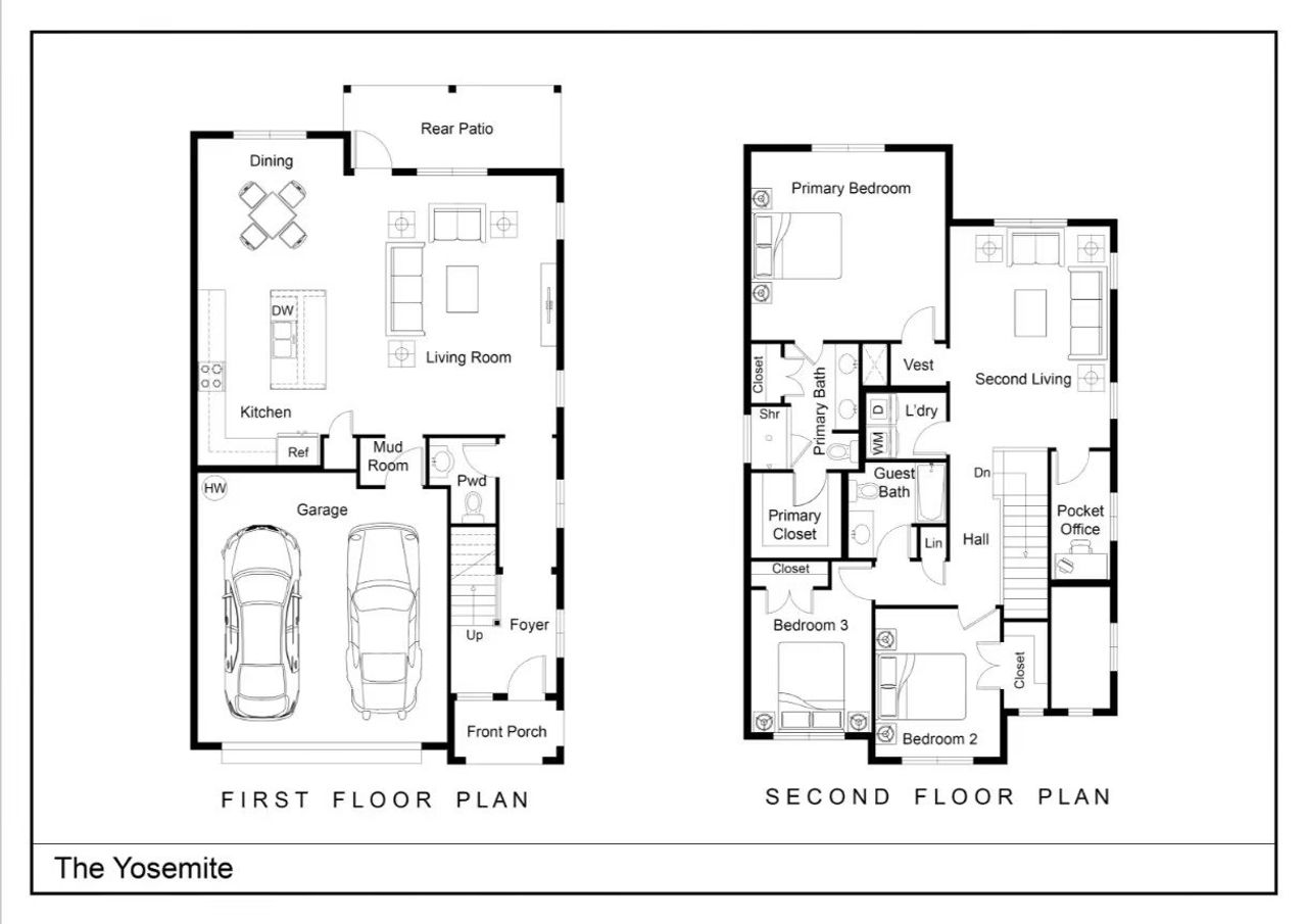 2D floor plan layout for the The Yosemite by Greentech Homes LLC in Northwind, Chattanooga, TN (Image 2).