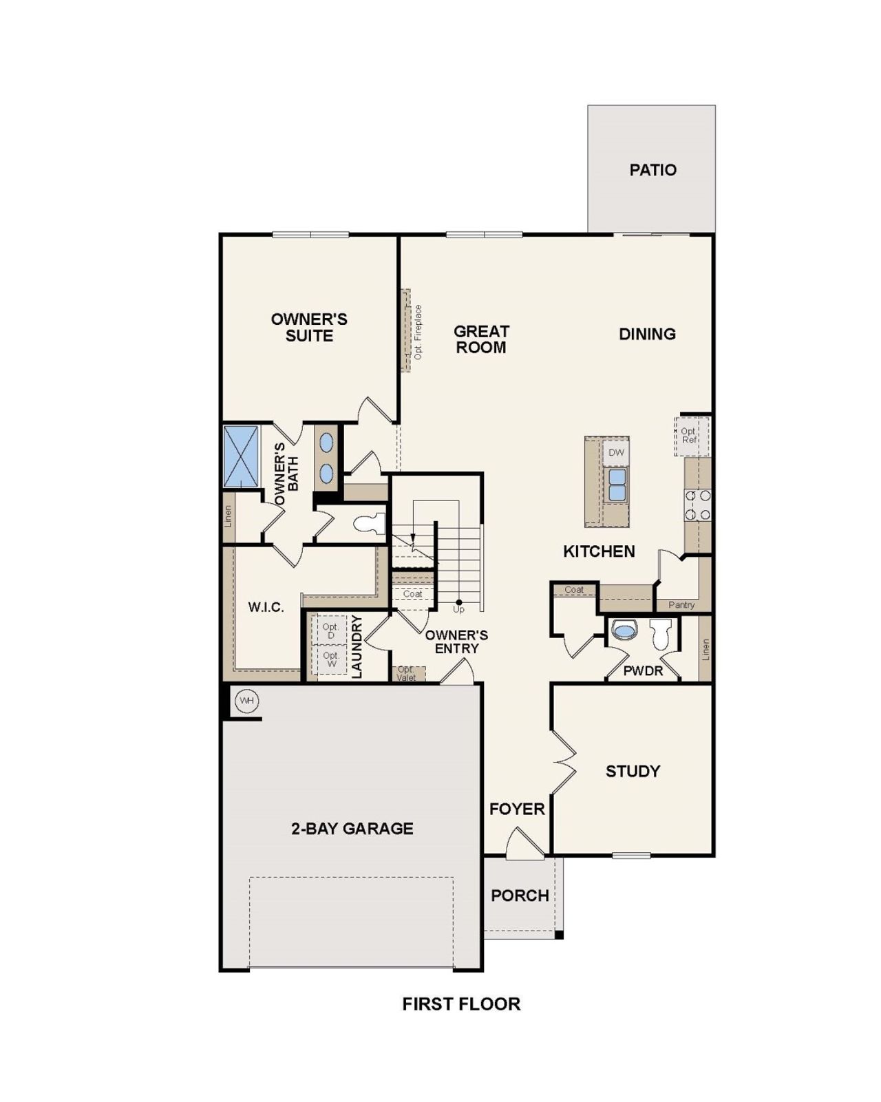 2D floor plan layout for the Calderwood by Century Communities in Blue Sky Meadows, Monroe, NC (Image 2). 2D floor plan layout for the Calderwood by Century Communities in Blue Sky Meadows, Monroe, NC (Image 2).