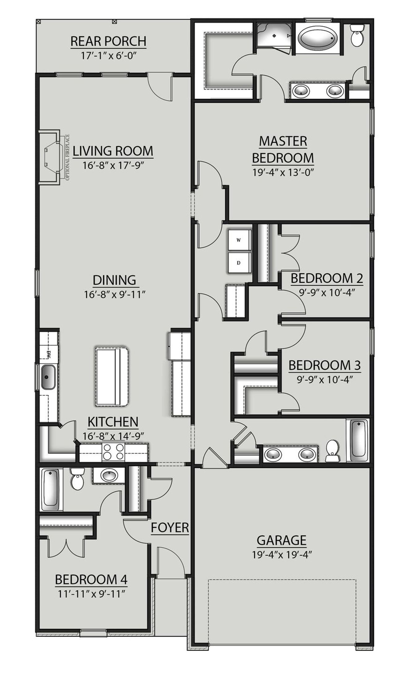 2D floor plan layout for the Fremont III U by DSLD Homes in Mostyn Springs, Magnolia, TX (Image 2).