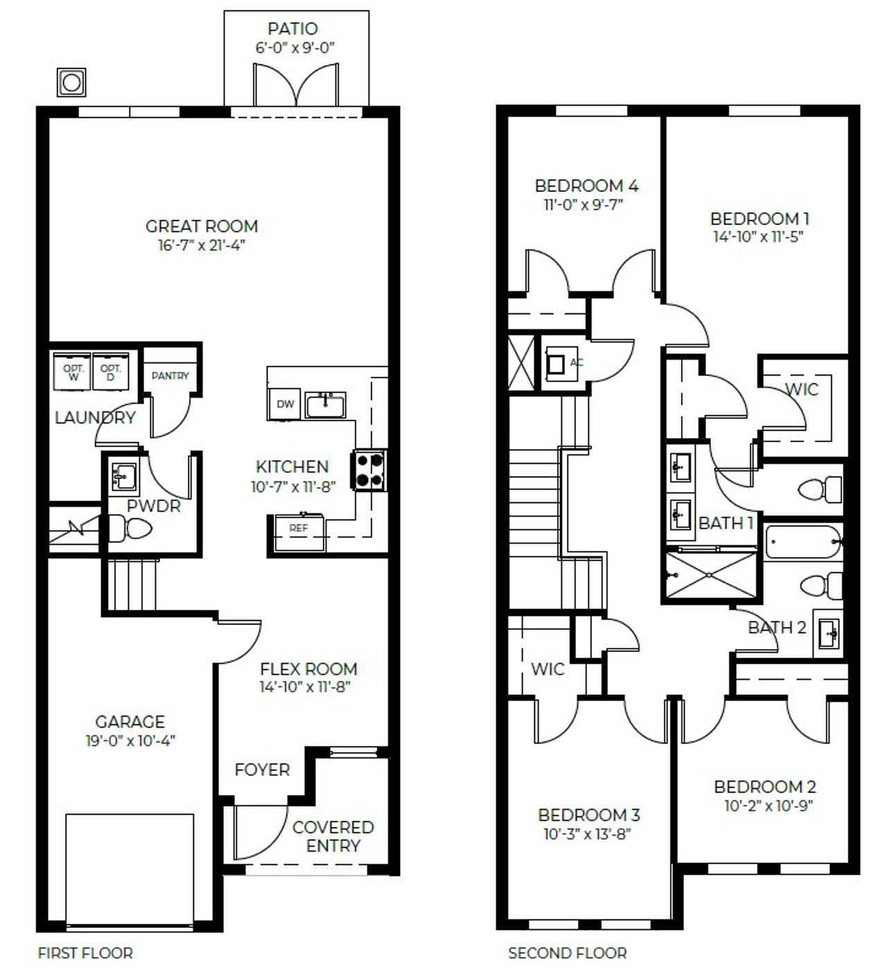 2D floor plan layout for the Gilliam by D.R. Horton in Vineyards, Davie, FL (Image 2).