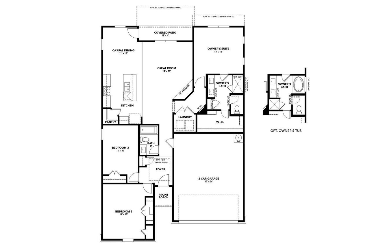 2D floor plan layout of this home in Opal Ranch, Kyle, TX (Image 2).