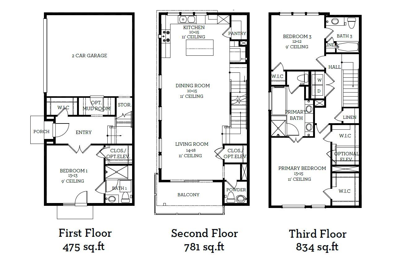 2D floor plan layout of this home in The Park at Sunridge, Austin, TX (Image 2).