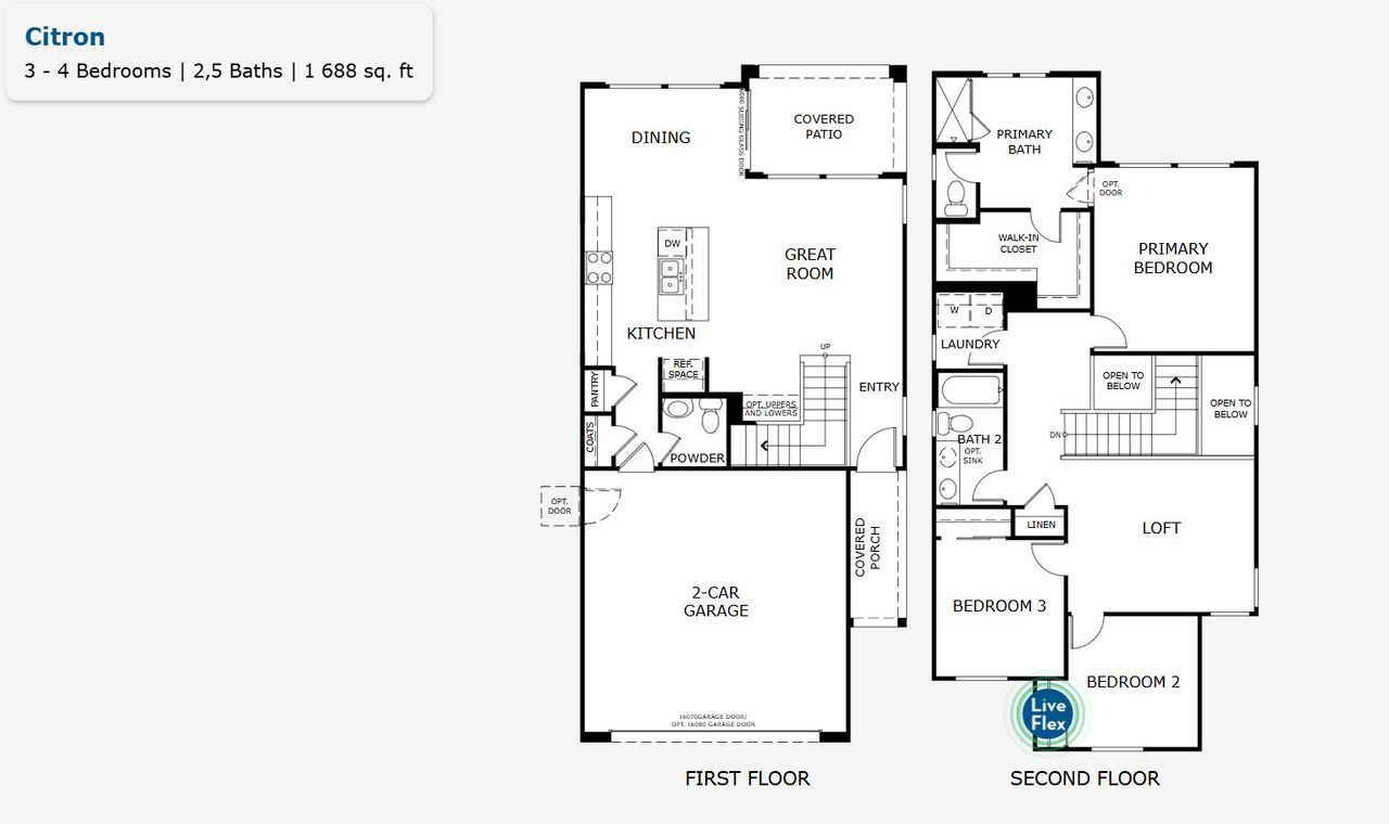 2D floor plan layout for the Citron by Risewell Homes in Greenpointe at Eastmark, Mesa, AZ (Image 2).