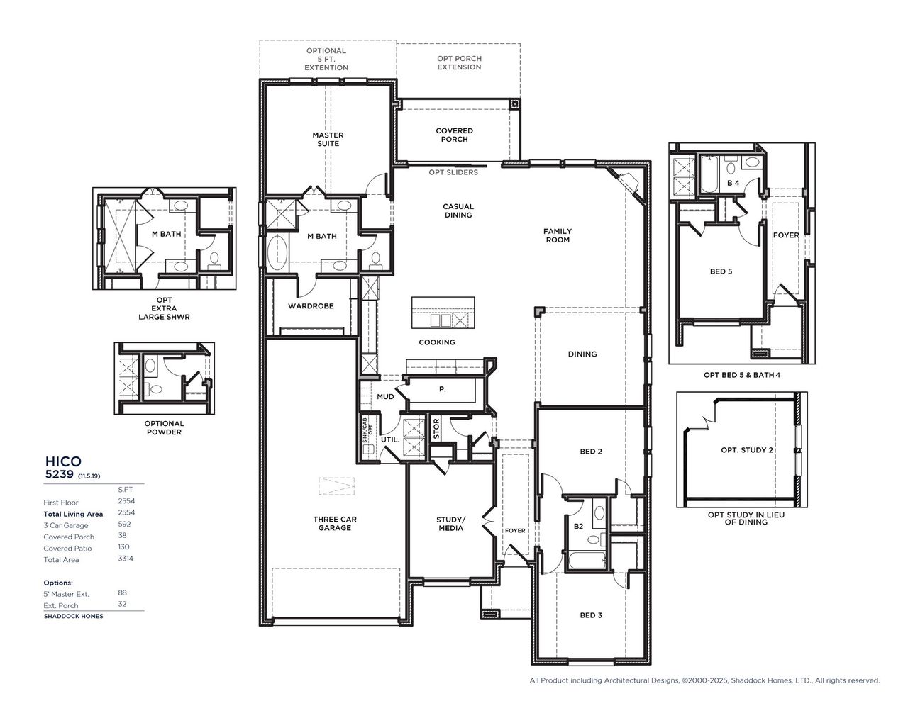 2D floor plan layout for the Hico - SH 5239 by Shaddock Homes in Inspiration - Paradise Village, St. Paul, TX (Image 2).