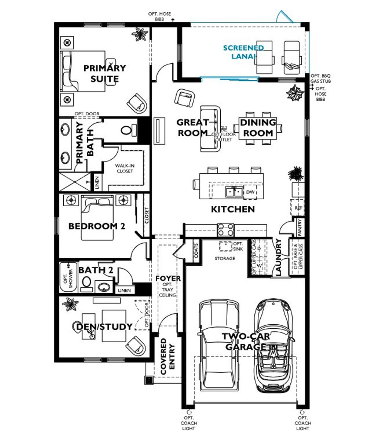 2D floor plan layout of this home in Ocala Preserve, Ocala, FL (Image 2).