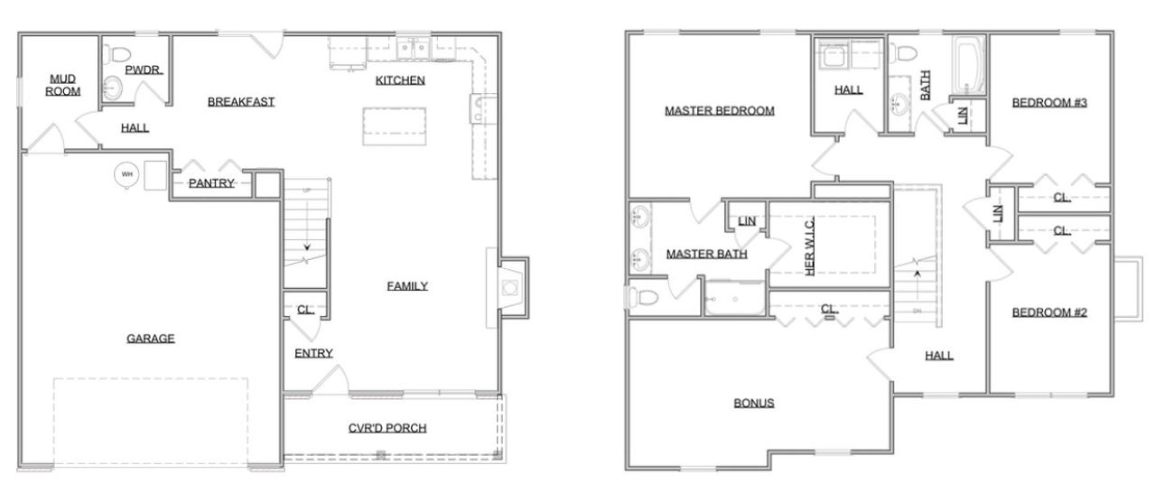 2D floor plan layout for the The Baldwin by Smithbilt Homes in Honey Oaks, Corryton, TN (Image 2).