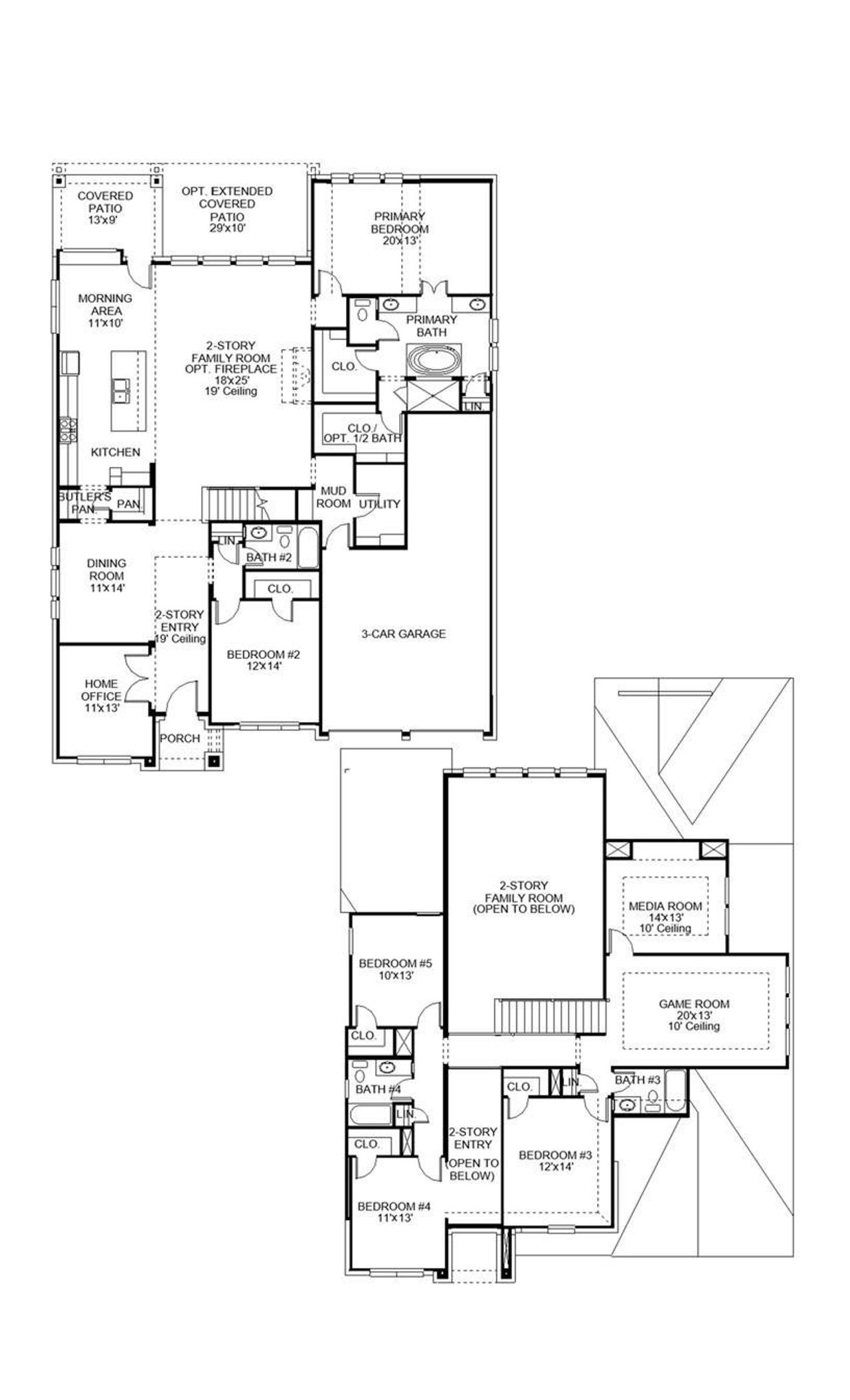 2D floor plan layout of this home in Katy Court 65', Katy, TX (Image 2).