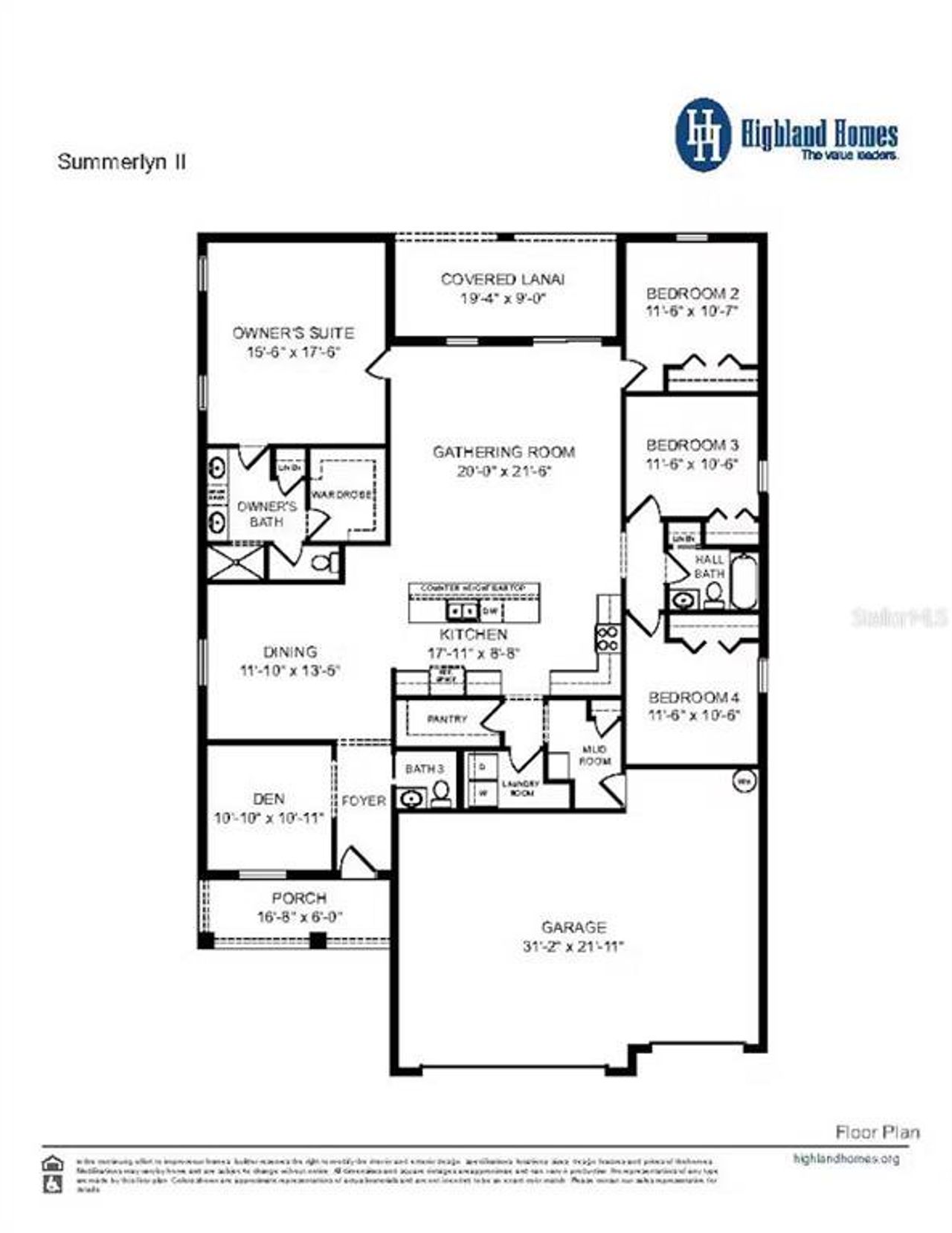 2D floor plan layout of this home in The Crossings - Single-Family Homes, St. Cloud, FL (Image 2).