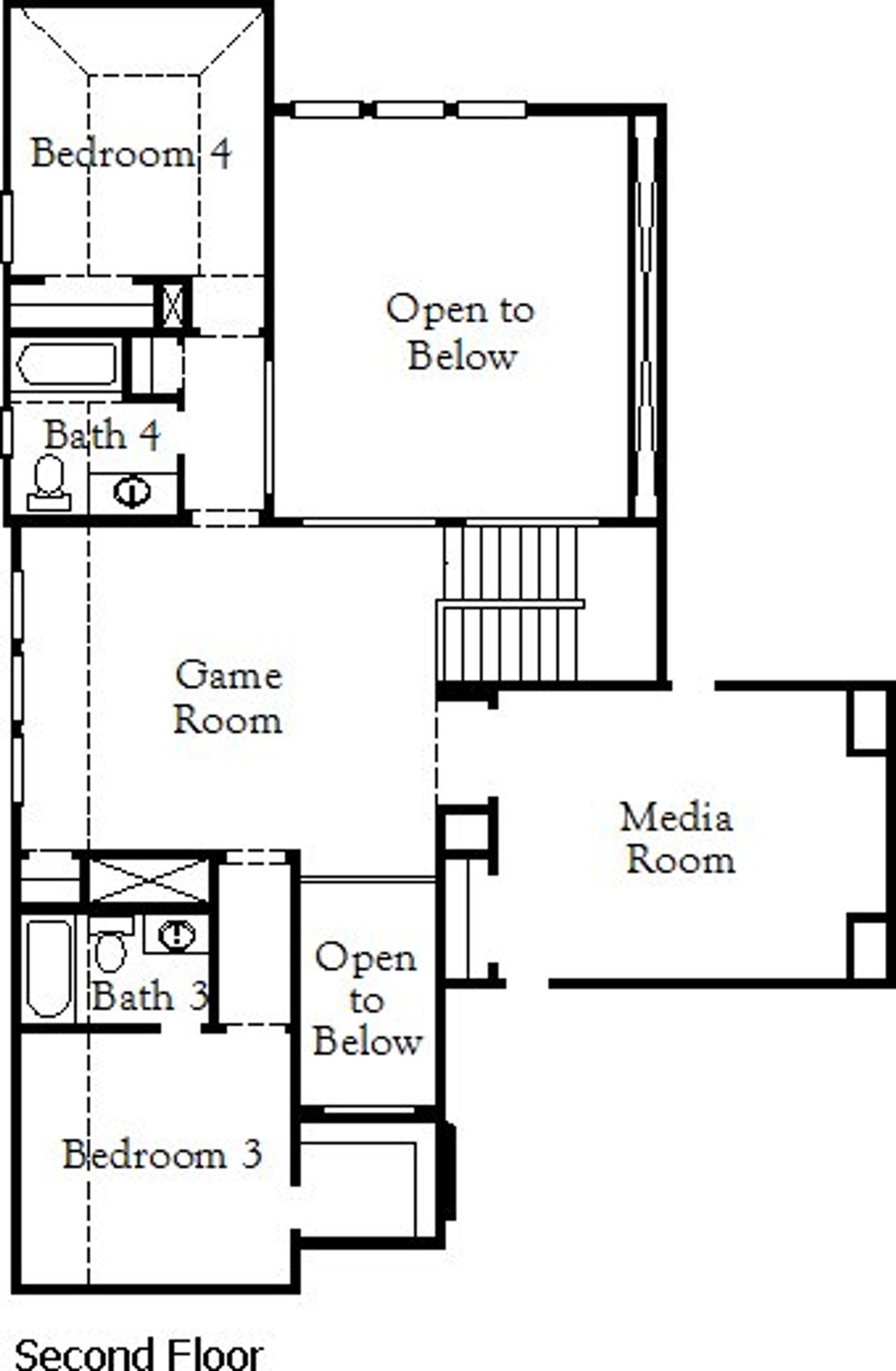 2D floor plan layout for the Chappell Hill II  by Coventry Homes in South Pointe, Mansfield, TX (Image 2).