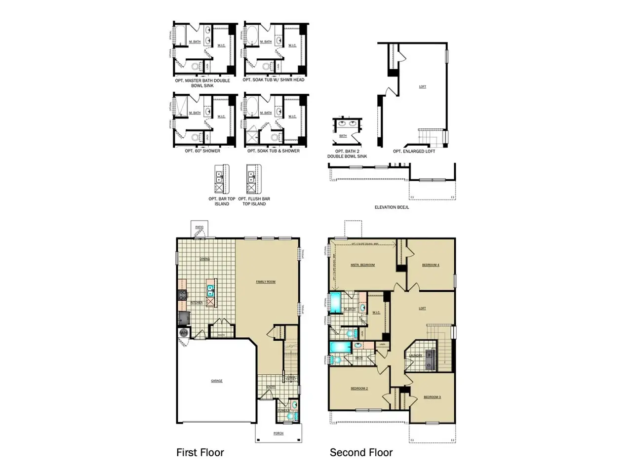 2D floor plan layout for the RC Chelsey by Lennar in Hunters Ranch, San Antonio, TX (Image 2).