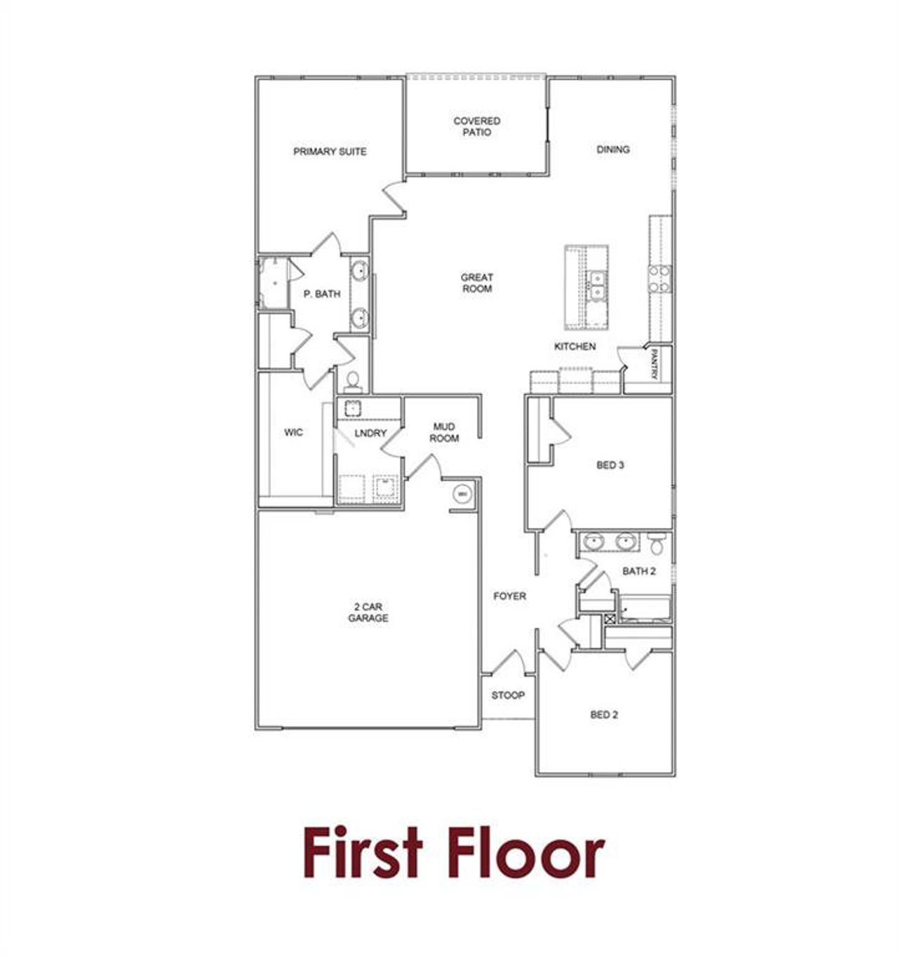 2D floor plan layout of this home in Garland Meadows, Cartersville, GA (Image 2).