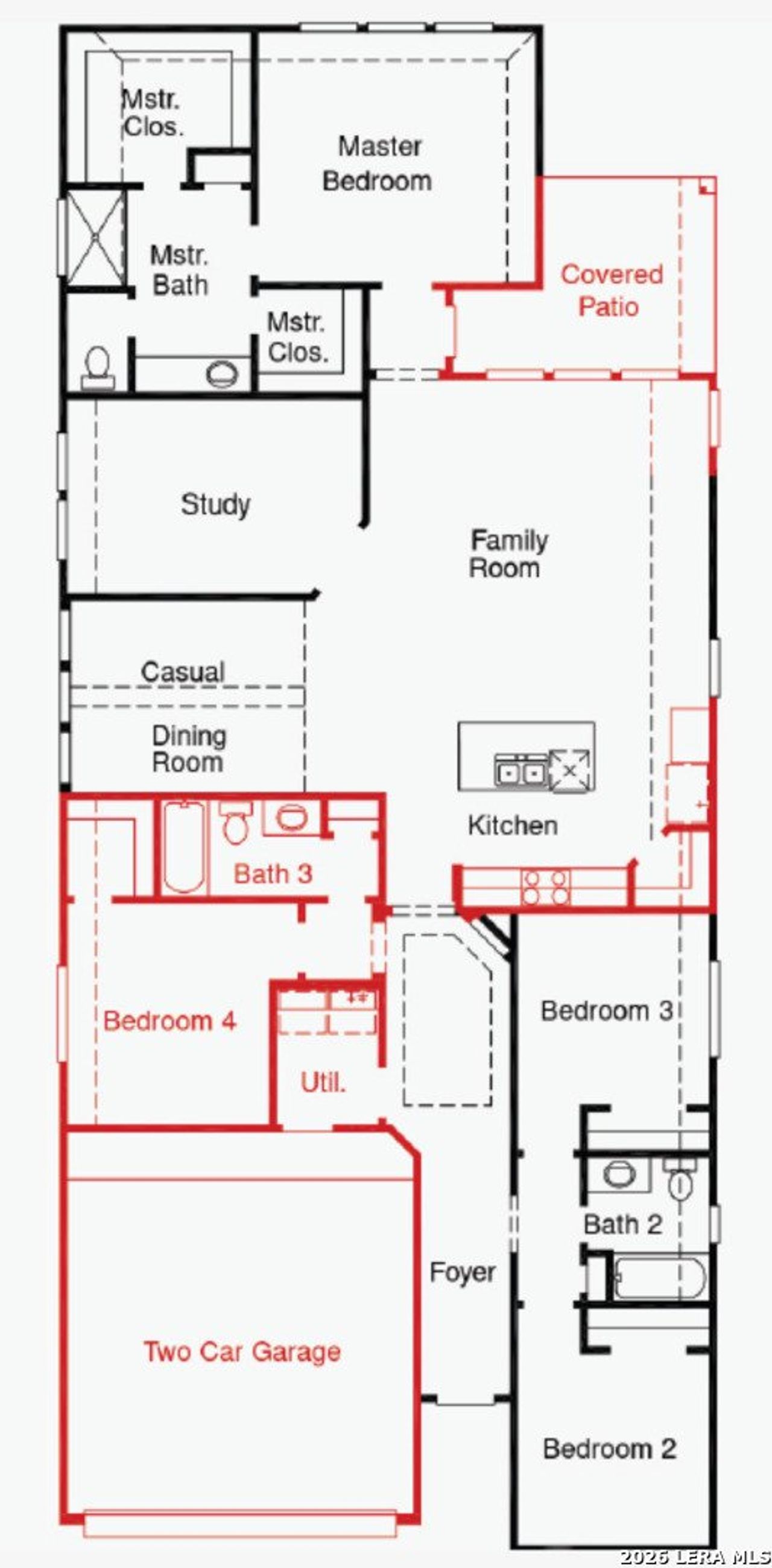 2D floor plan layout of this home in Sunflower Ridge, New Braunfels, TX (Image 2).