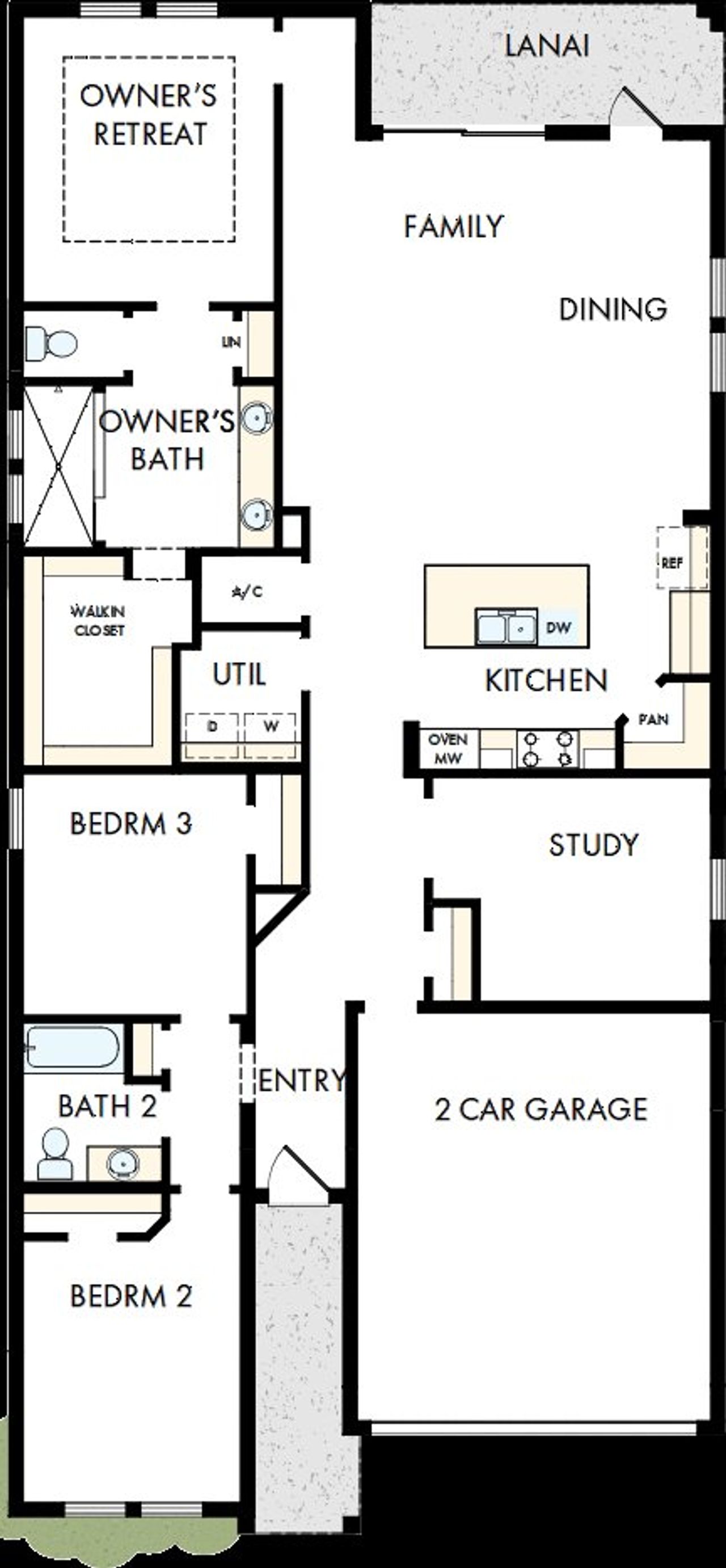 2D floor plan layout of this home in North River Ranch – Garden Series, Parrish, FL (Image 2).