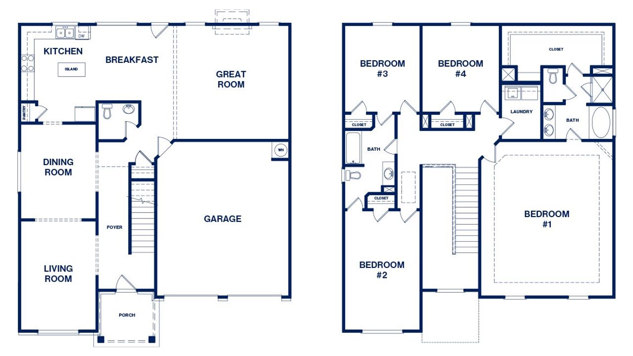 2D floor plan layout of this home in Oakchase at Hampton, Hampton, GA (Image 2).