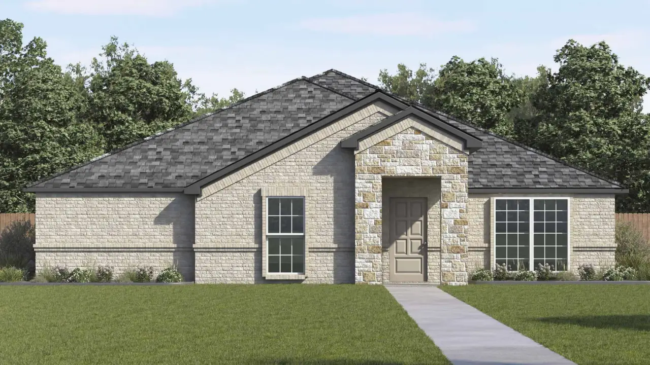 Representative exterior photo of a completed home built from the Pampa by D.R. Horton in Boardwalk, Lancaster, TX (Image 2). Representative exterior photo of a completed home built from the Pampa by D.R. Horton in Boardwalk, Lancaster, TX (Image 2).