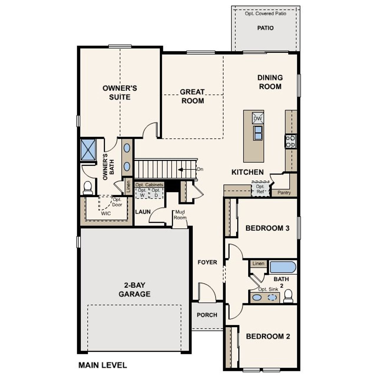 2D floor plan layout for the Cimarron by Century Communities in Parkdale Commons, Lafayette, CO (Image 2).