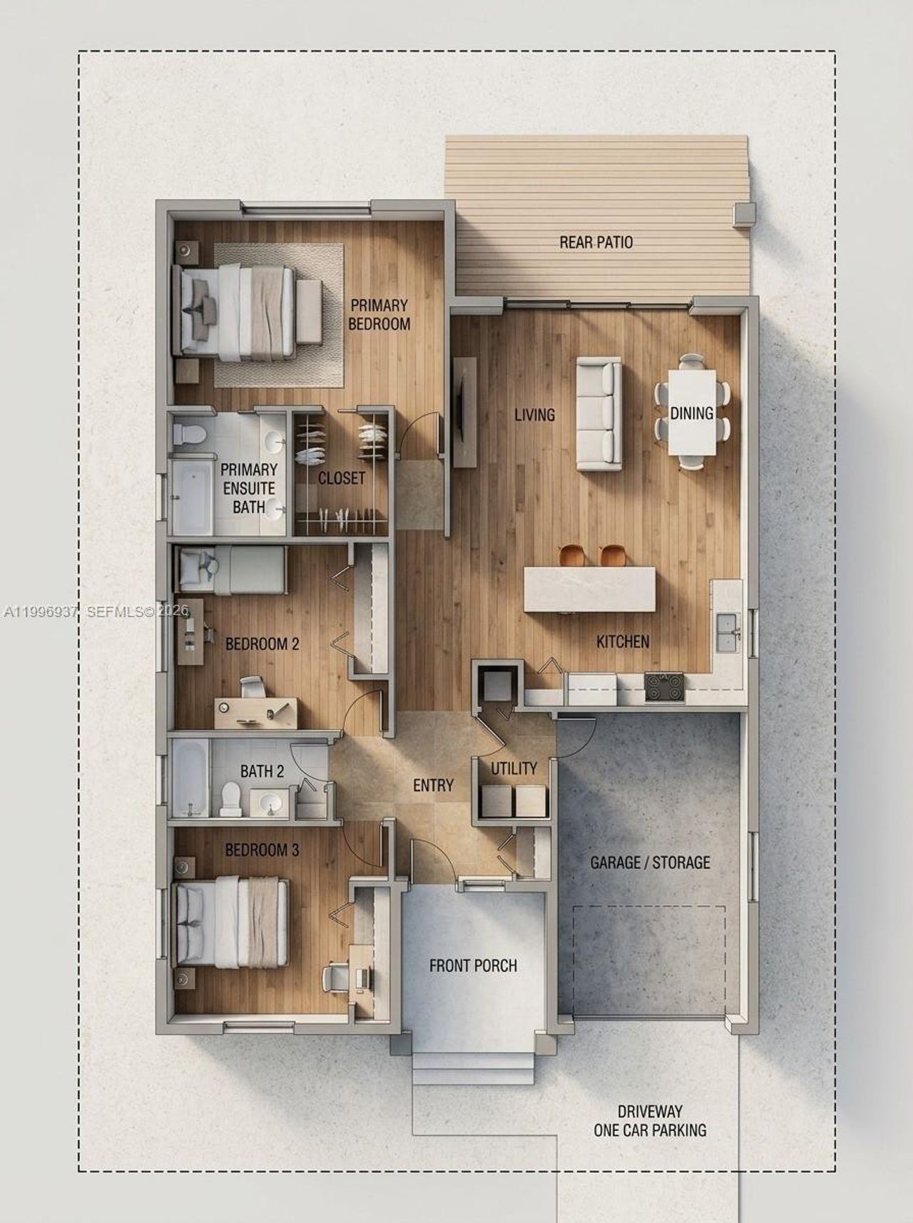 2D floor plan layout of this home in , Hallandale Beach, FL (Image 2).