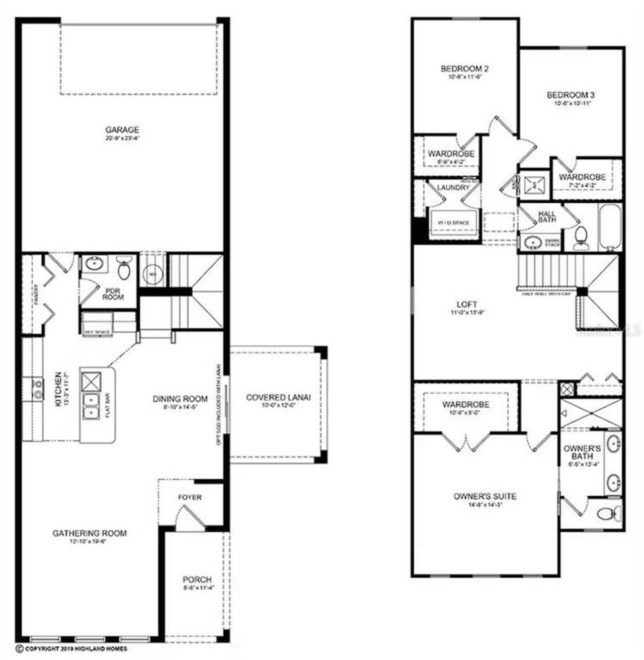 2D floor plan layout of this home in Bridge Pointe, St. Cloud, FL (Image 2).