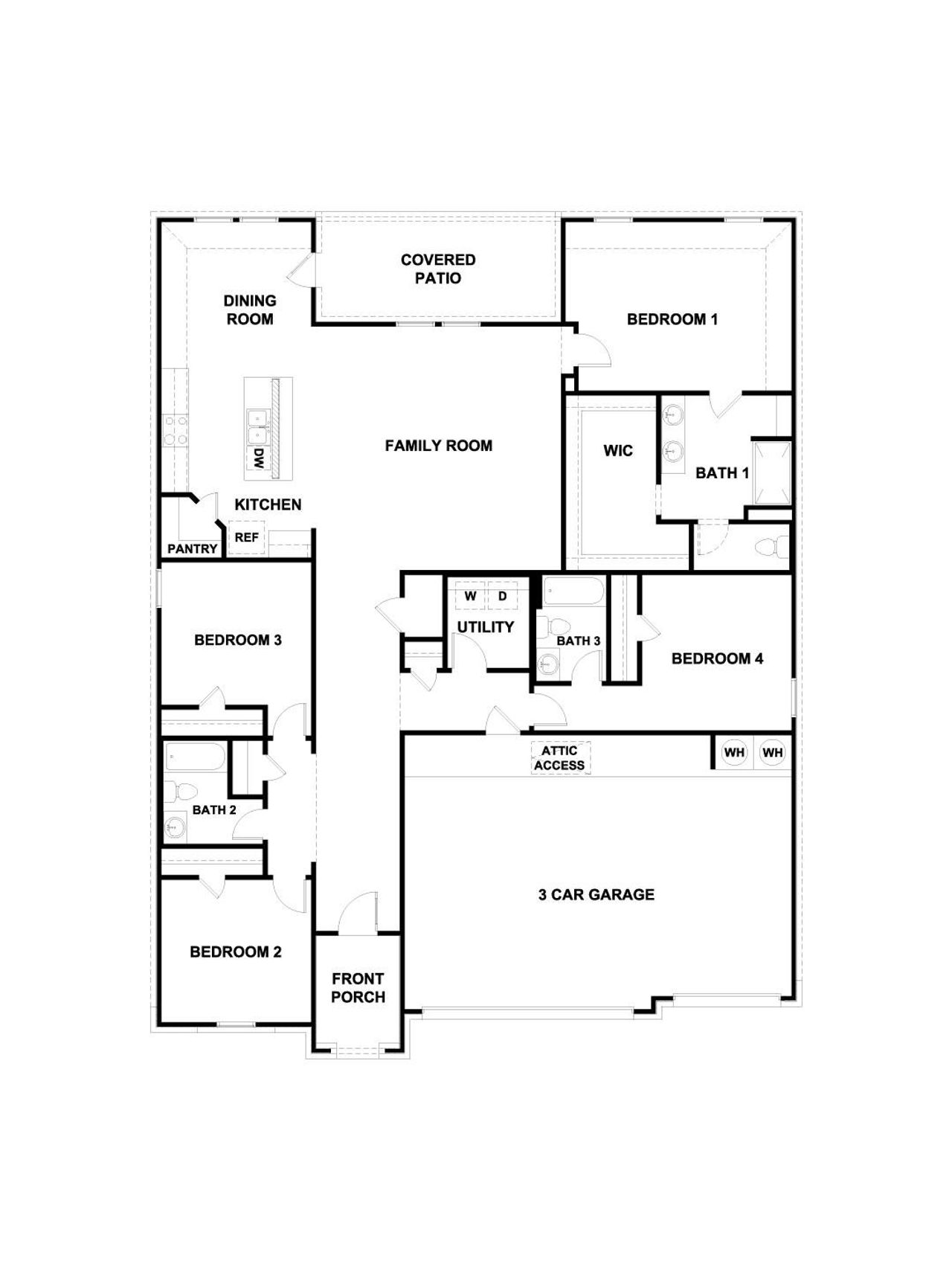 2D floor plan layout of this home in Monarch Ranch, Manor, TX (Image 2).