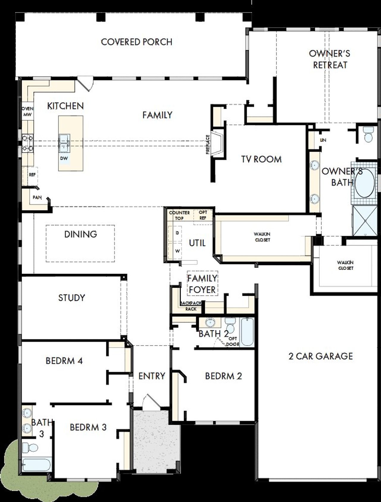 2D floor plan layout of this home in Redden Farms - Manor Series, Midlothian, TX (Image 2).