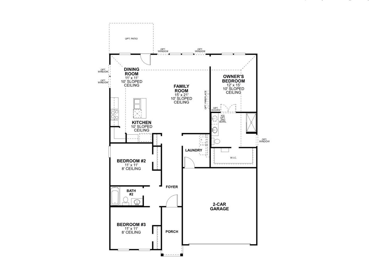 2D floor plan layout of this home in Meadow Park, Denton, TX (Image 2). 2D floor plan layout of this home in Meadow Park, Denton, TX (Image 2).
