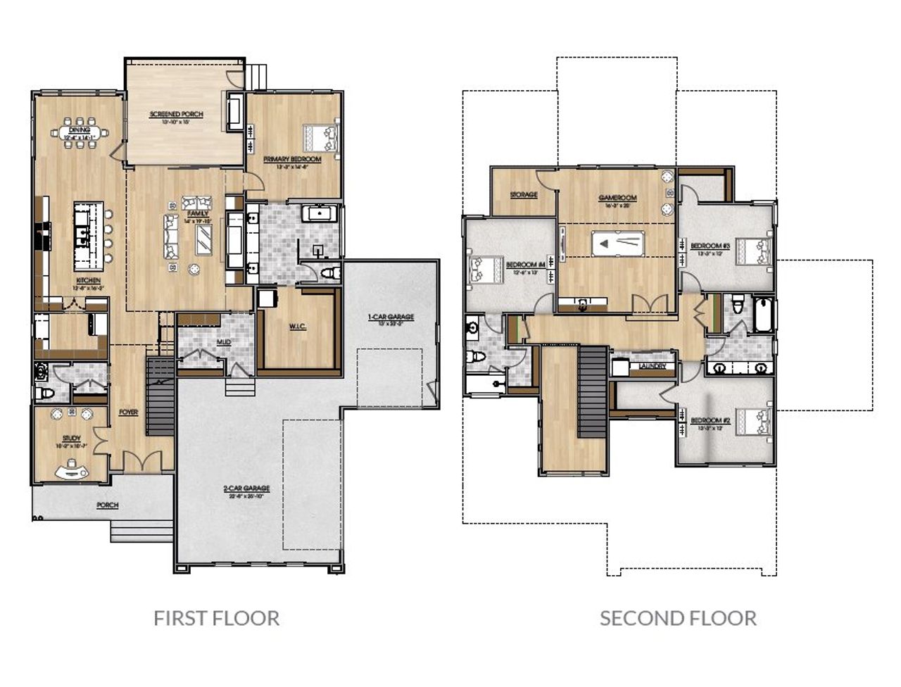 2D floor plan layout for the The Archie by Ken Harvey Homes in Hidden Lake, Youngsville, NC (Image 2). 2D floor plan layout for the The Archie by Ken Harvey Homes in Hidden Lake, Youngsville, NC (Image 2).