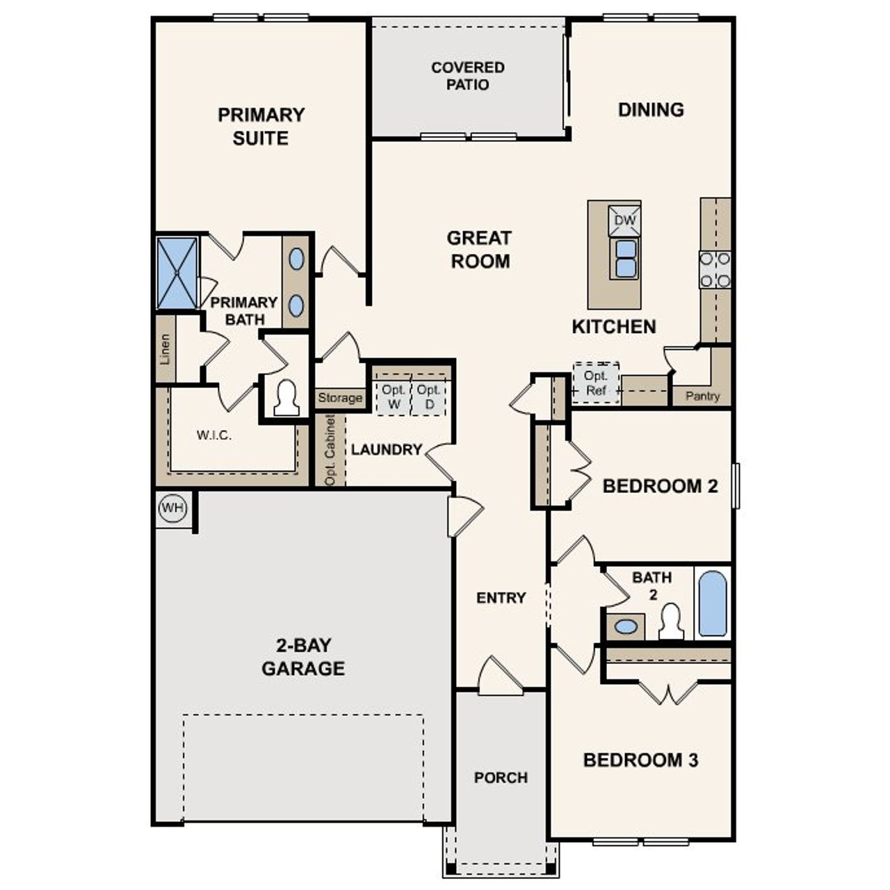 2D floor plan layout of this home in Hiddenbrooke, Seguin, TX (Image 2).