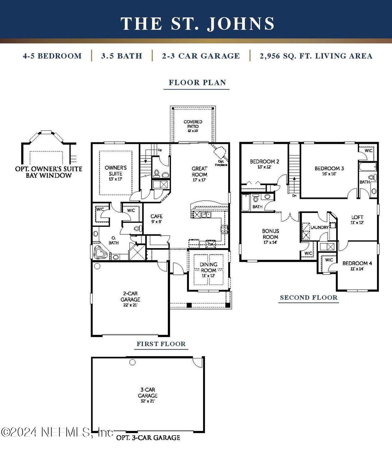 2D floor plan layout of this home in Hyland Trail, Green Cove Springs, FL (Image 2).