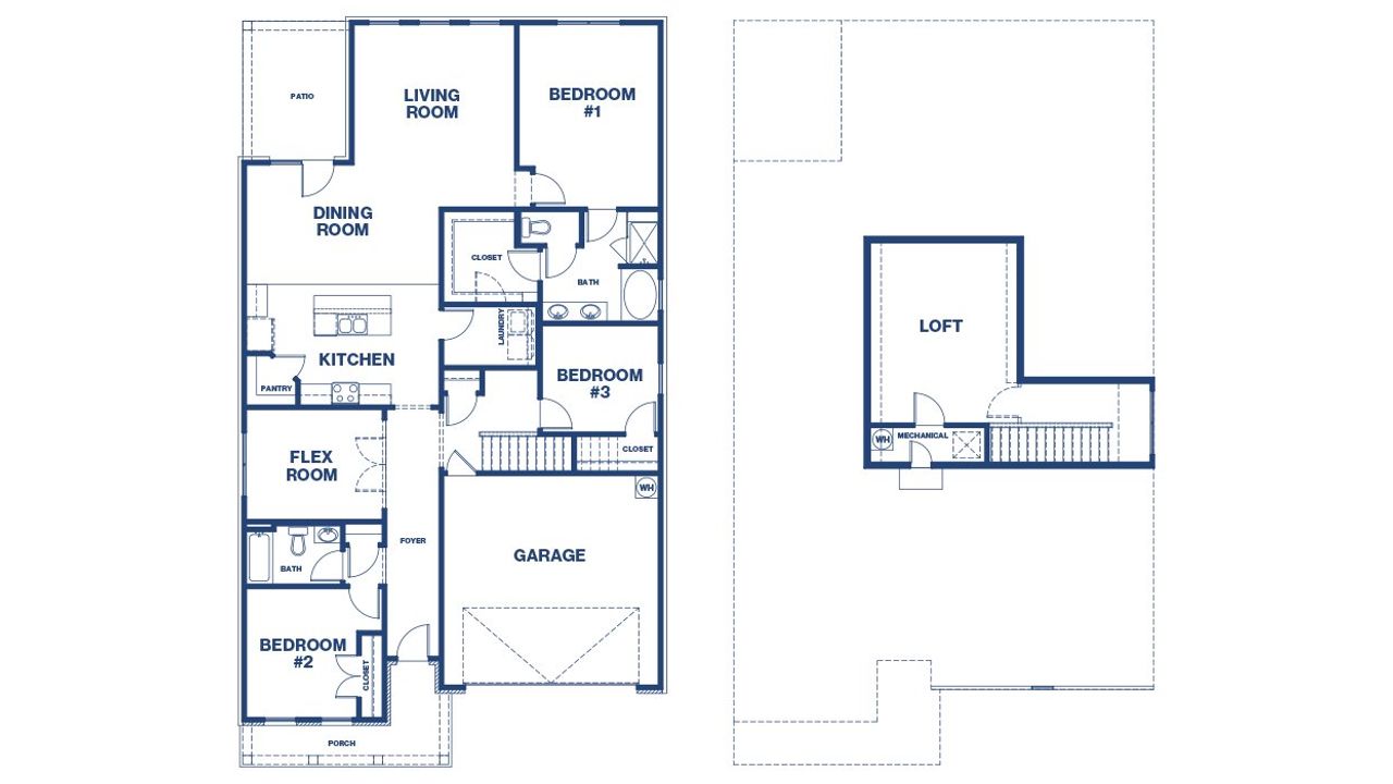 2D floor plan layout of this home in Oak Ridge Meadows - Active Adult, Locust Grove, GA (Image 2).