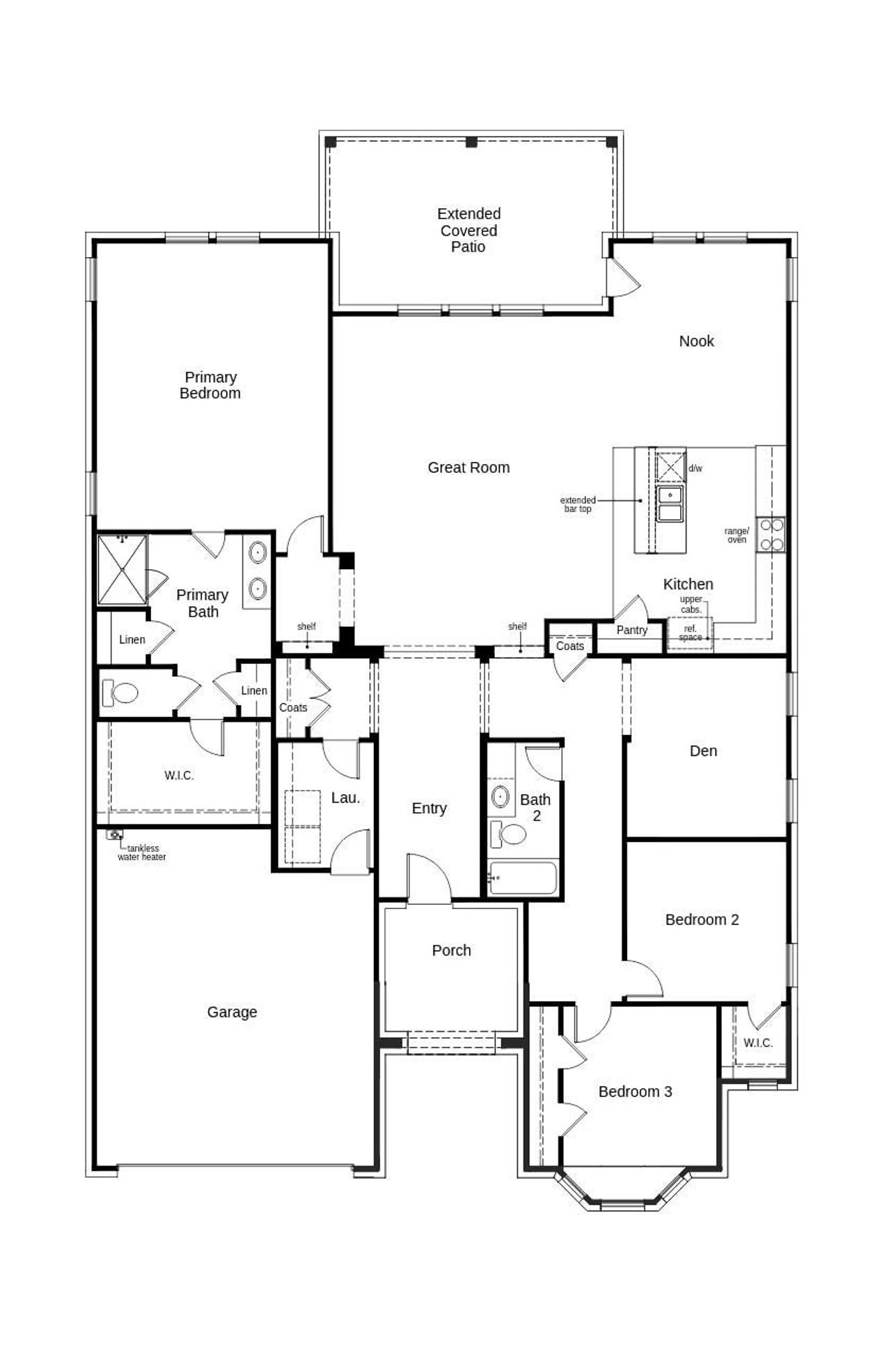 2D floor plan layout of this home in The Preserve Estates, Justin, TX (Image 2).
