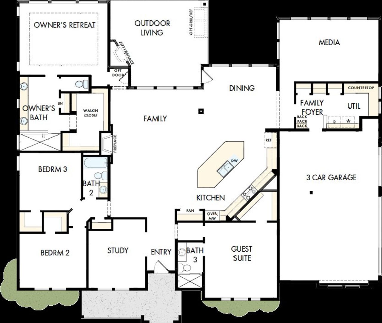 2D floor plan layout of this home in Thornebrook, Bulverde, TX (Image 2).