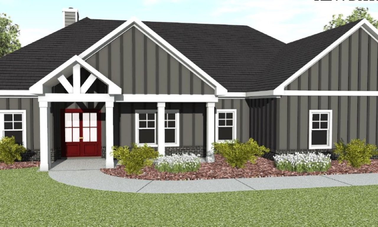 Representative exterior photo of a completed home built from the Roselawn Linton Estates by JR Homes in Linton Estates, Newnan, GA (Image 2).