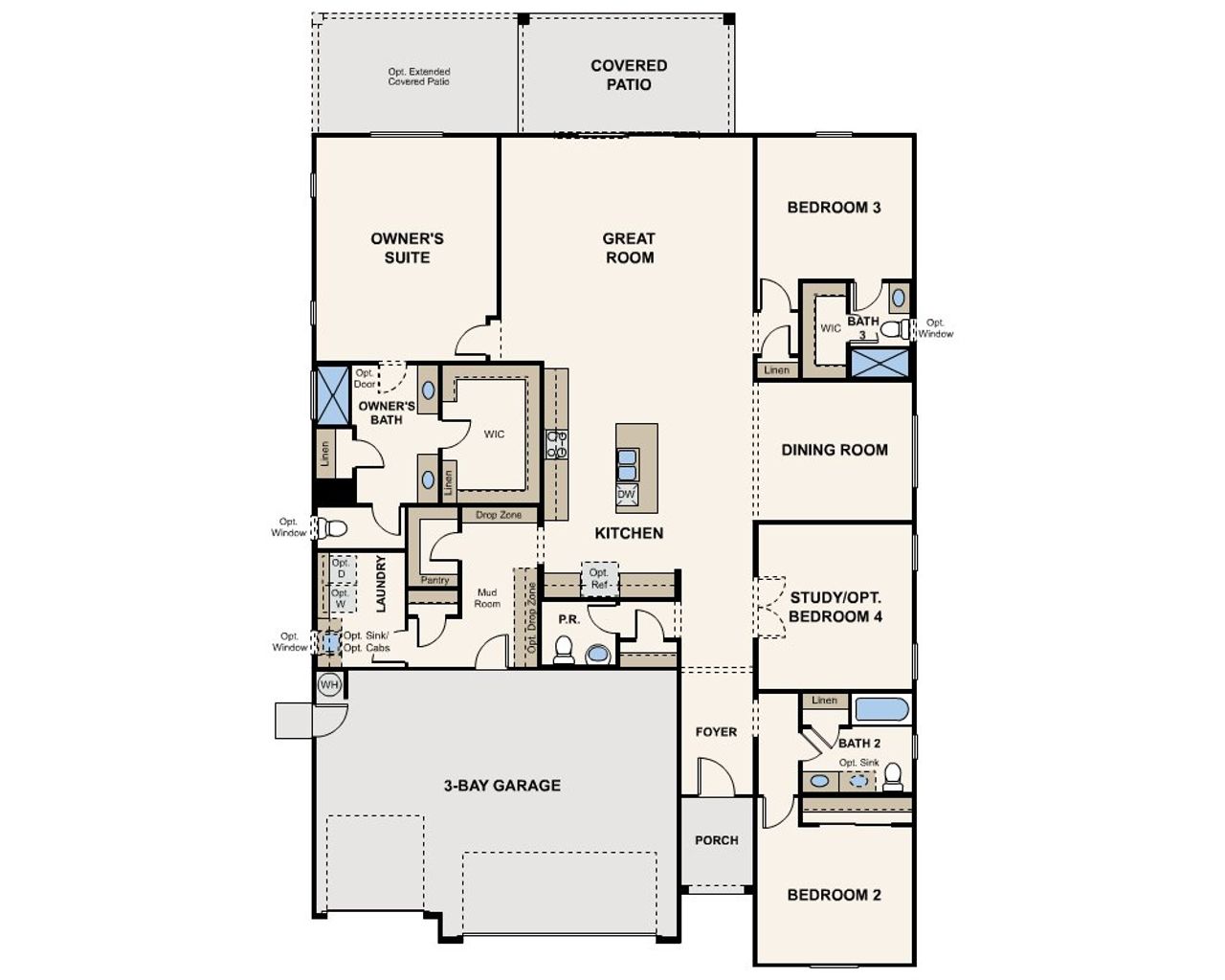 2D floor plan layout of this home in El Cidro, Goodyear, AZ (Image 2).