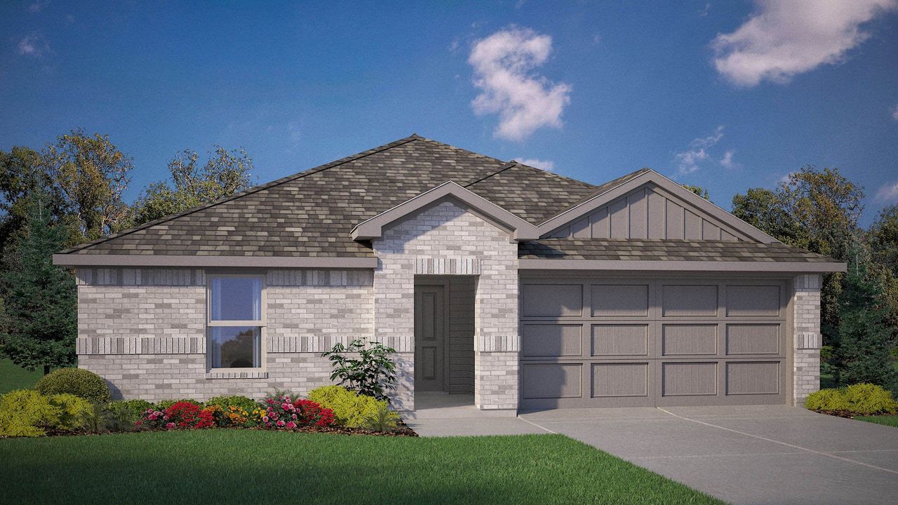 Representative exterior photo of a completed home built from the Bailey by D.R. Horton in The Canyons, Keene, TX (Image 2). Representative exterior photo of a completed home built from the Bailey by D.R. Horton in The Canyons, Keene, TX (Image 2).