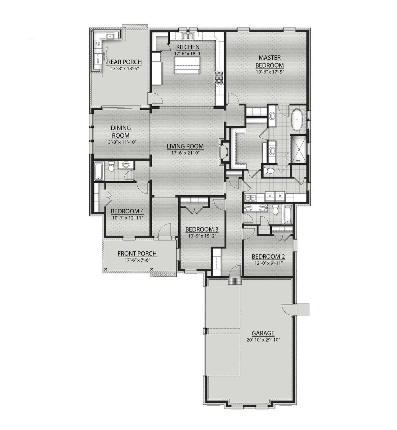 2D floor plan layout for the Harvey II H by DSLD Homes in Steamboat Landing at Hammock Bay, Freeport, FL (Image 2).