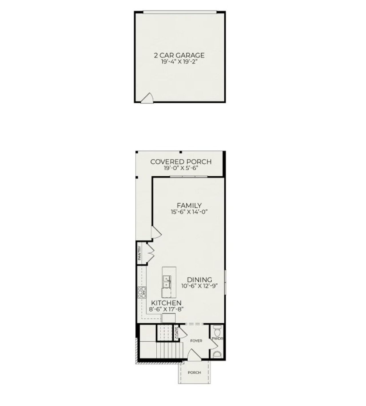 2D floor plan layout for the Flint C by Homes by Dickerson in Chatham Park, Pittsboro, NC (Image 2).