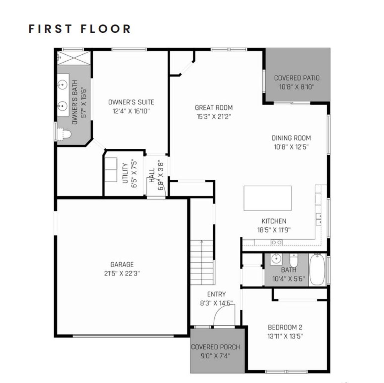 2D floor plan layout for the Arborbrook by Red Cedar Homes in Cedars at First Street, Huntersville, NC (Image 2). 2D floor plan layout for the Arborbrook by Red Cedar Homes in Cedars at First Street, Huntersville, NC (Image 2).
