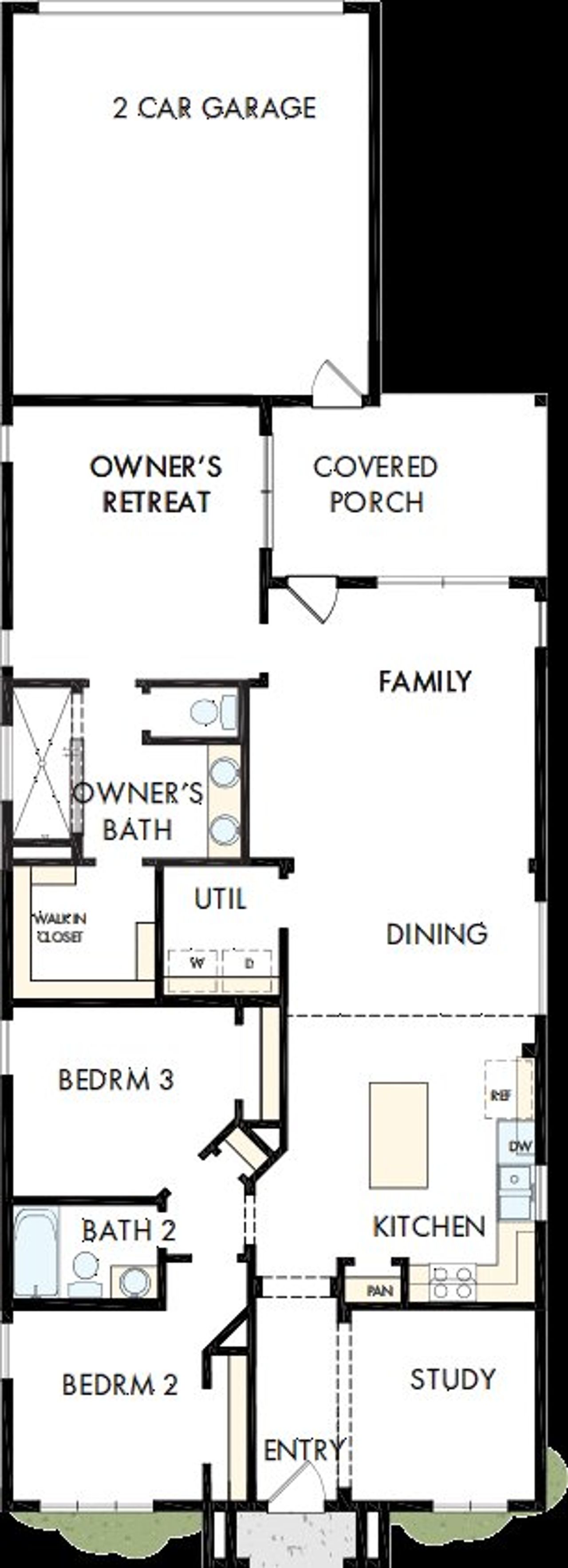 2D floor plan layout of this home in Sienna 42’, Missouri City, TX (Image 2).