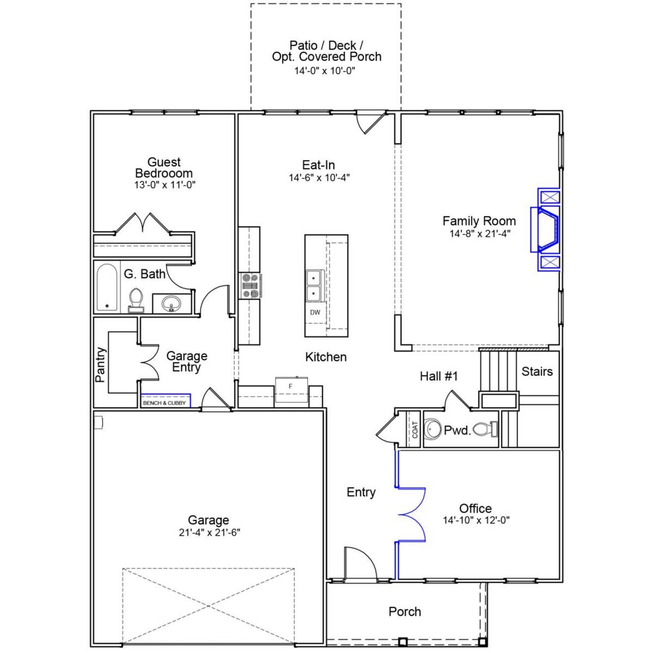 2D floor plan layout of this home in Parris Meadows, Chesnee, SC (Image 2).