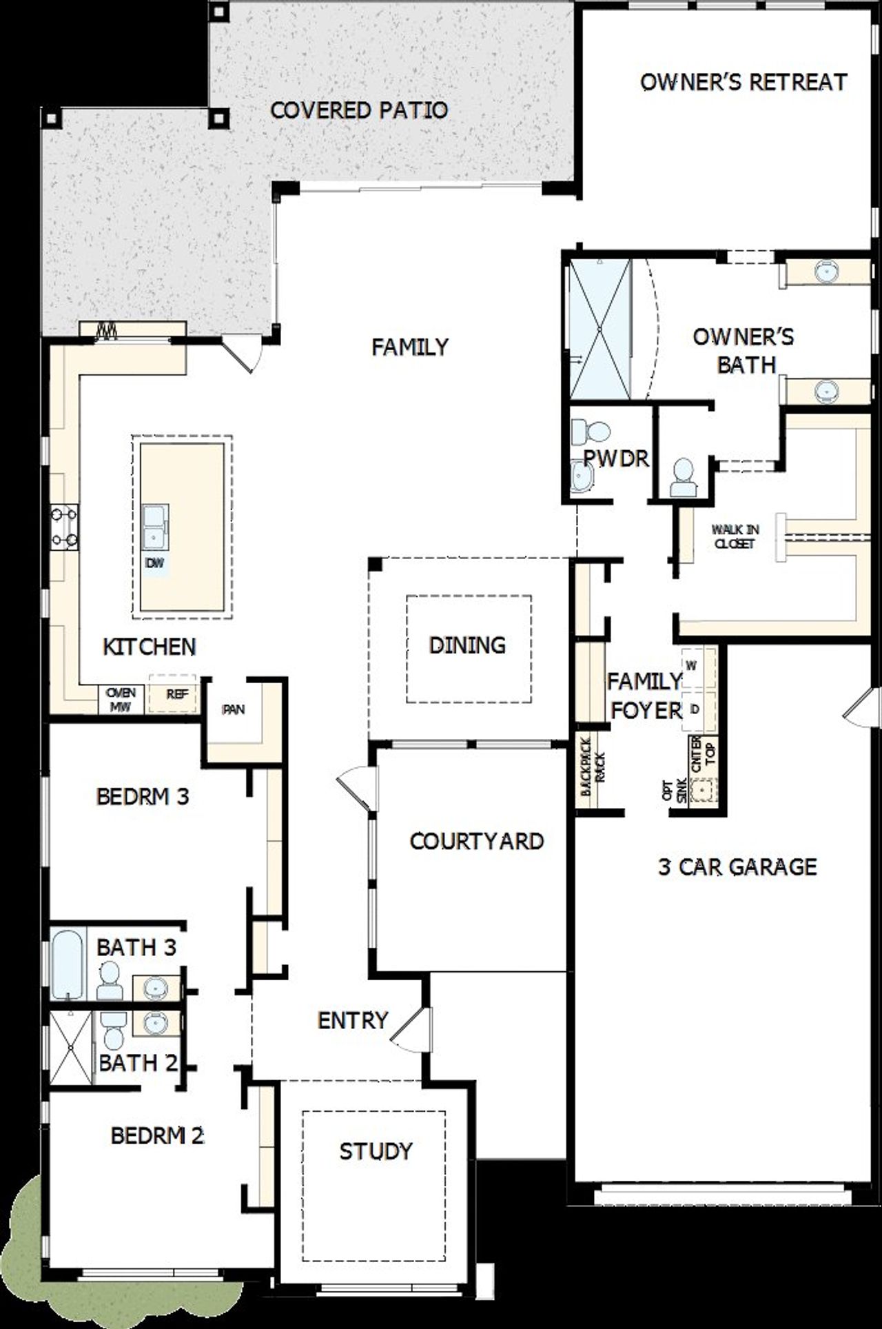 2D floor plan layout of this home in The Ridge at Victory, Buckeye, AZ (Image 2).