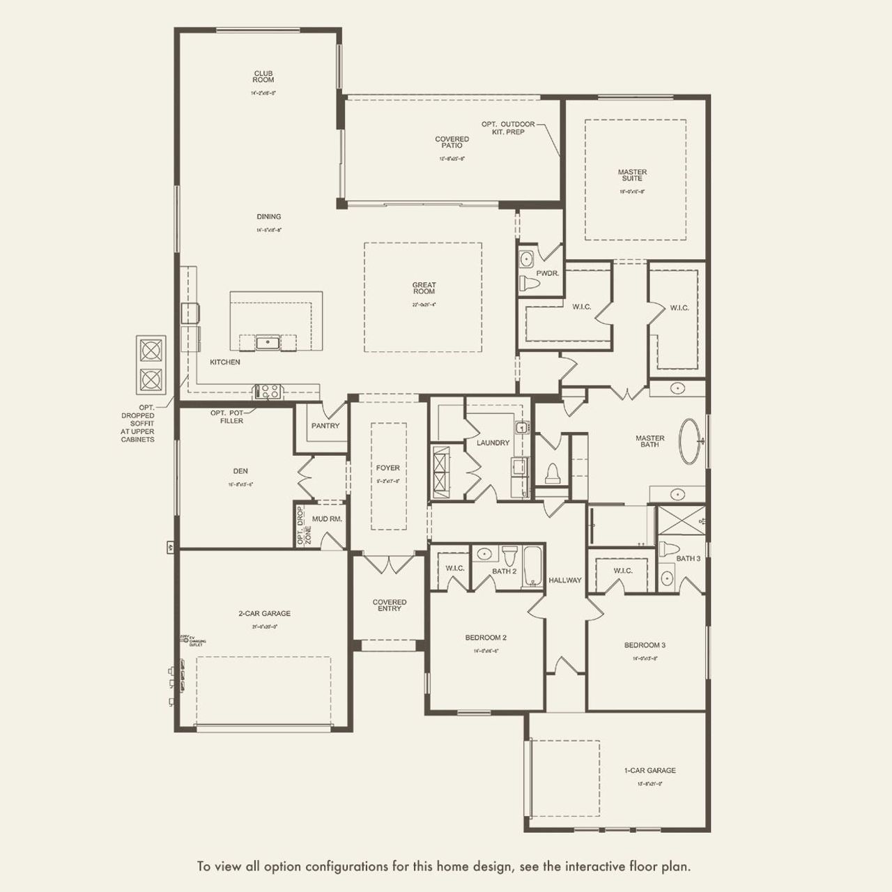 2D floor plan layout for the Cozumel by DiVosta in Orchid Isles, Palm Beach Gardens, FL (Image 2).