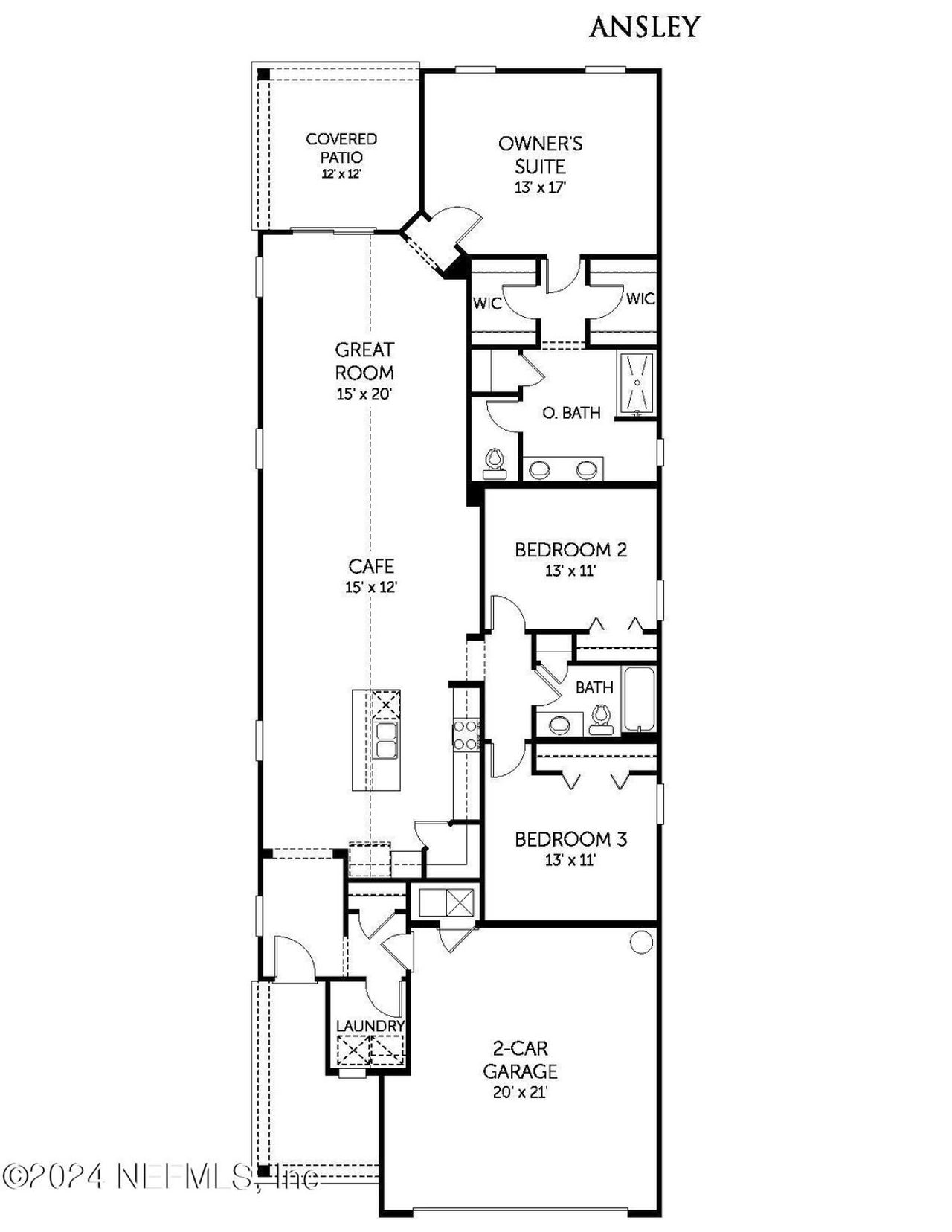 2D floor plan layout of this home in Cedar Creek, Jacksonville, FL (Image 2).