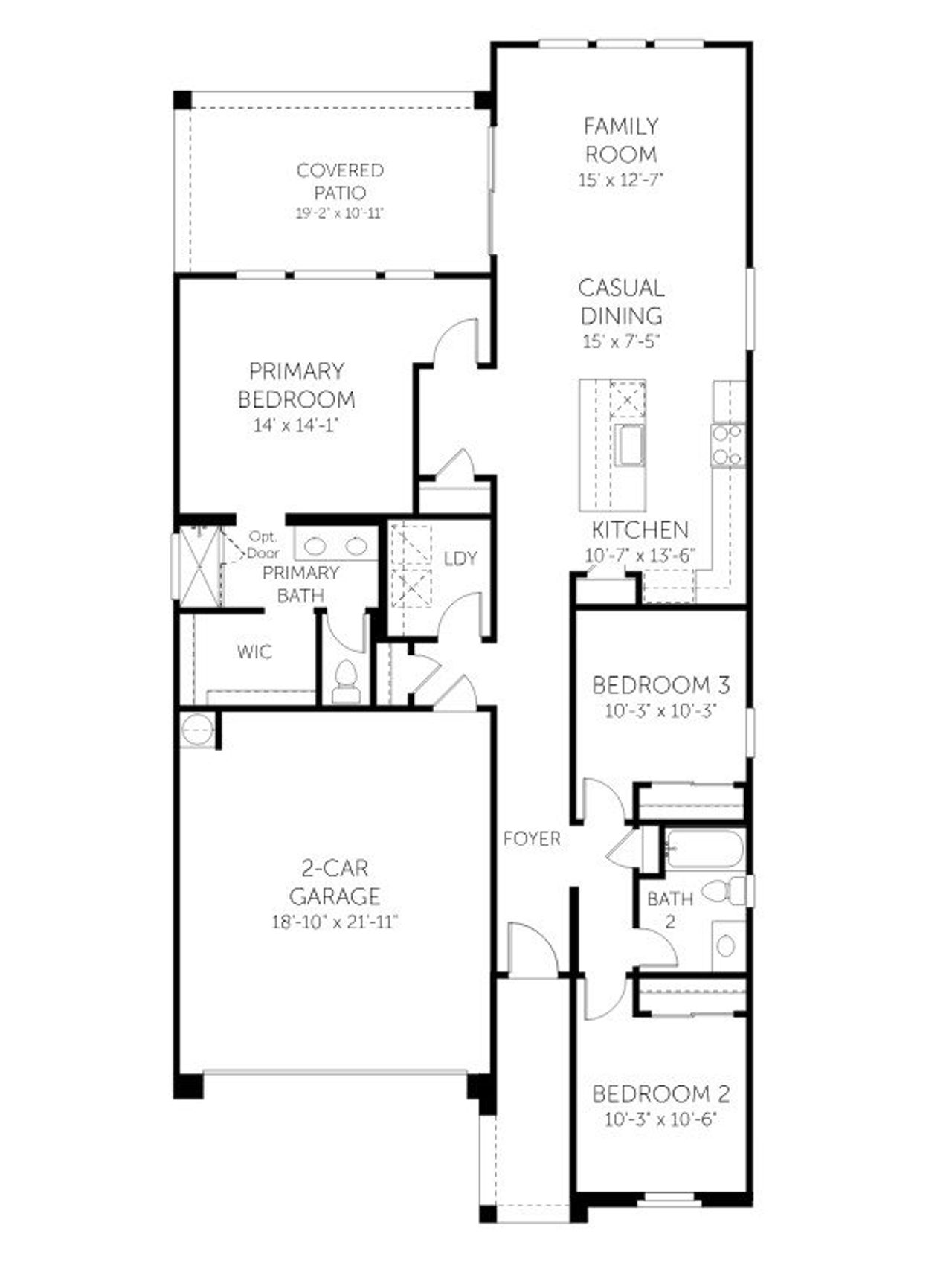 2D floor plan layout of this home in Apache Farms, Buckeye, AZ (Image 2).